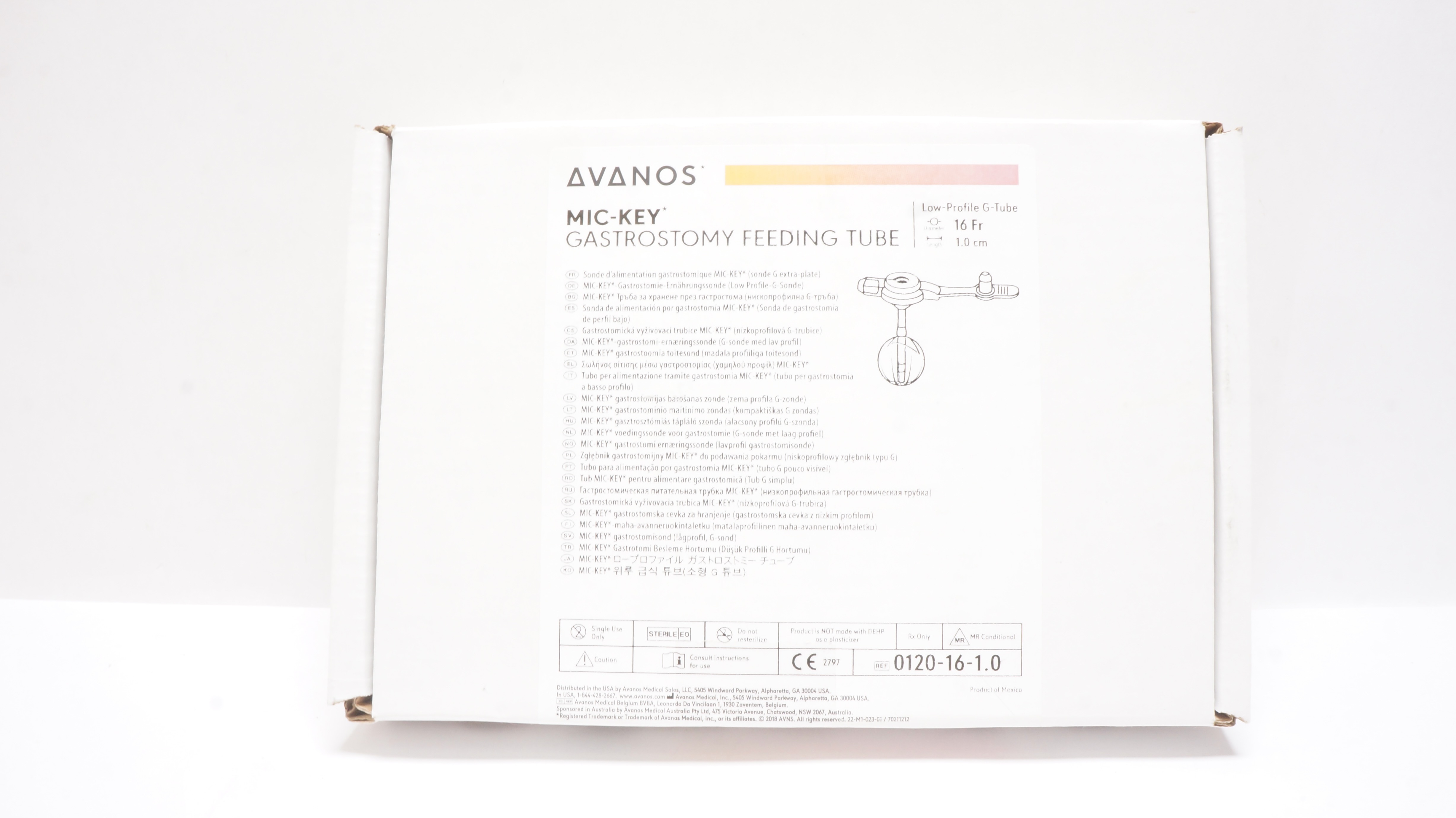 Avanos 0120-16-1.0 Mic-Key Gastrostomy Feeding Low-Profile G-Tube 16Fr x 1.0cm