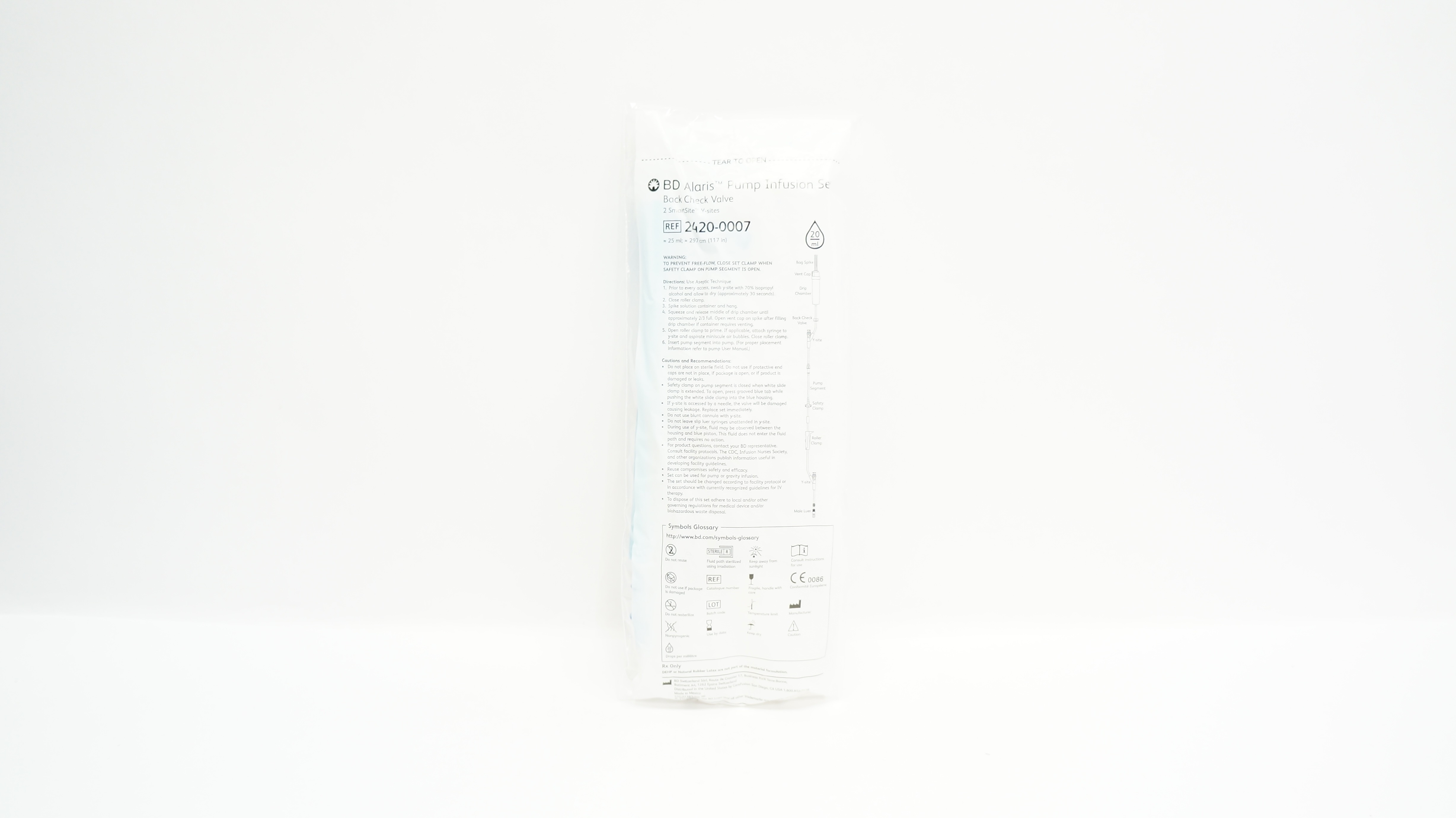BD 2420-0007 Alaris Pump Infusion Set Back Check Valve 117 inch x 20ml (x)