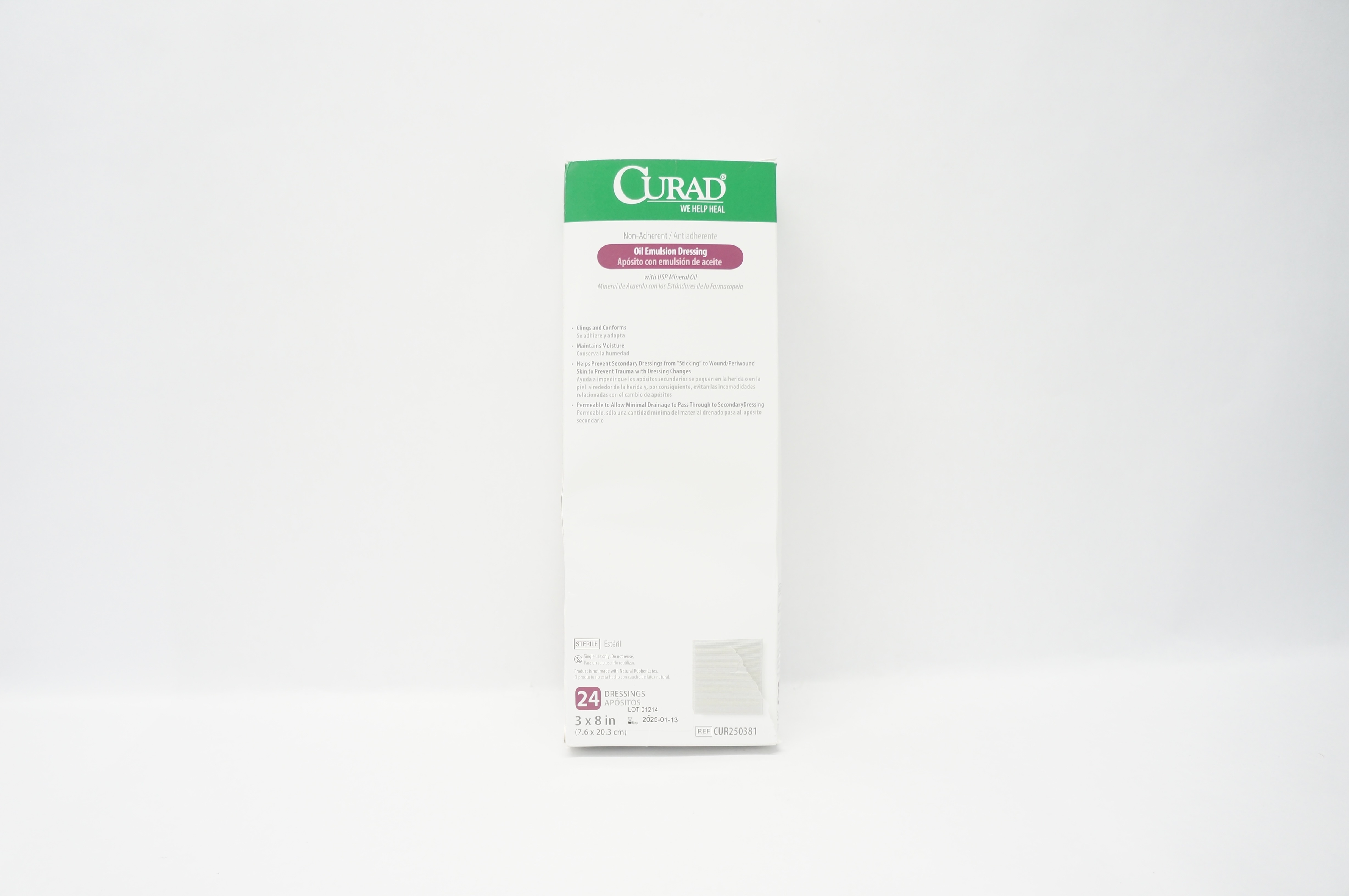 Medline CUR250381 Curad Oil Emulsion Dressing 3 inch x 8 inch