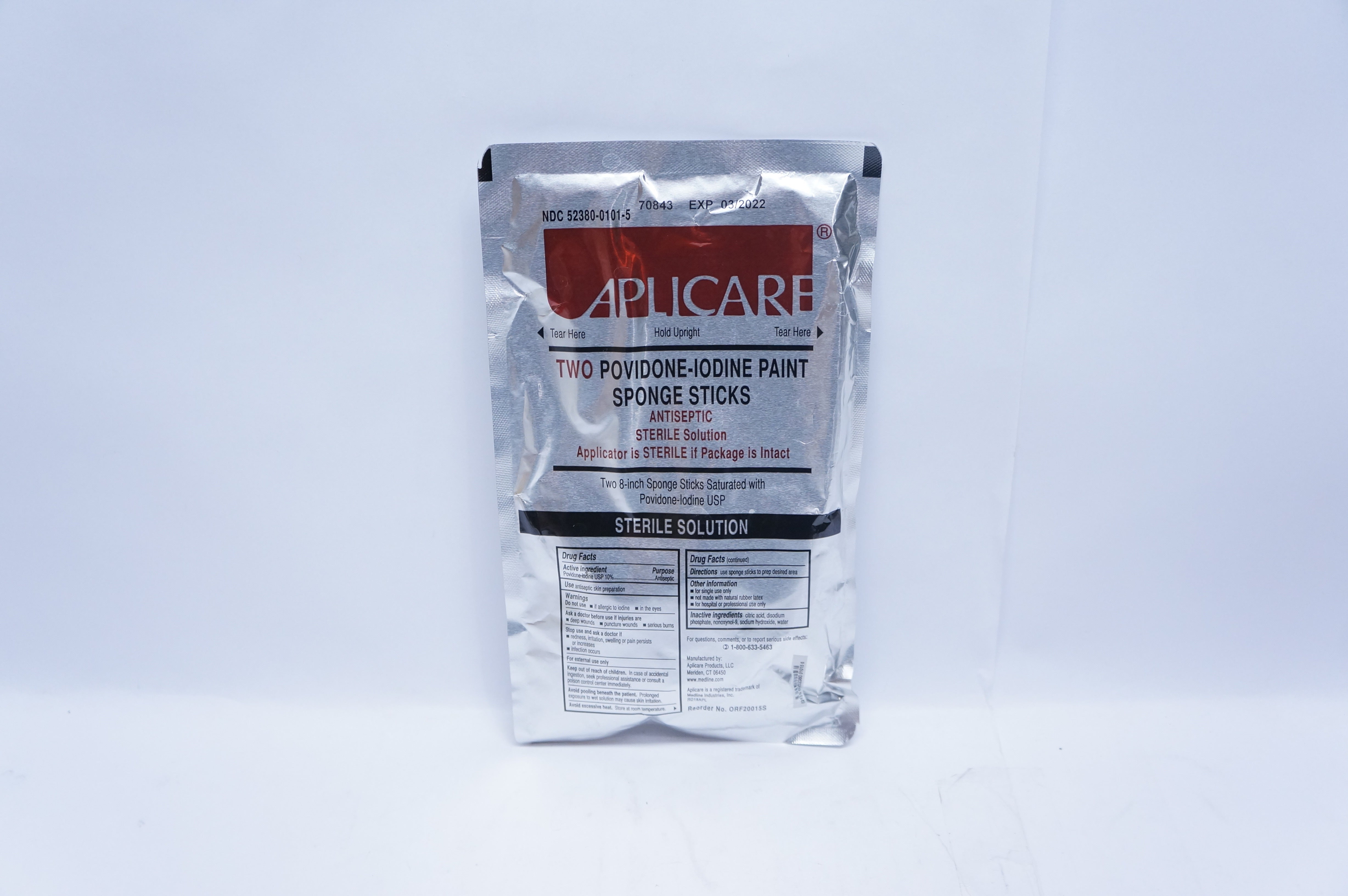 Medline ORF20015S Aplicare Povidone-Iodine Paint Sponge Sticks 8inch