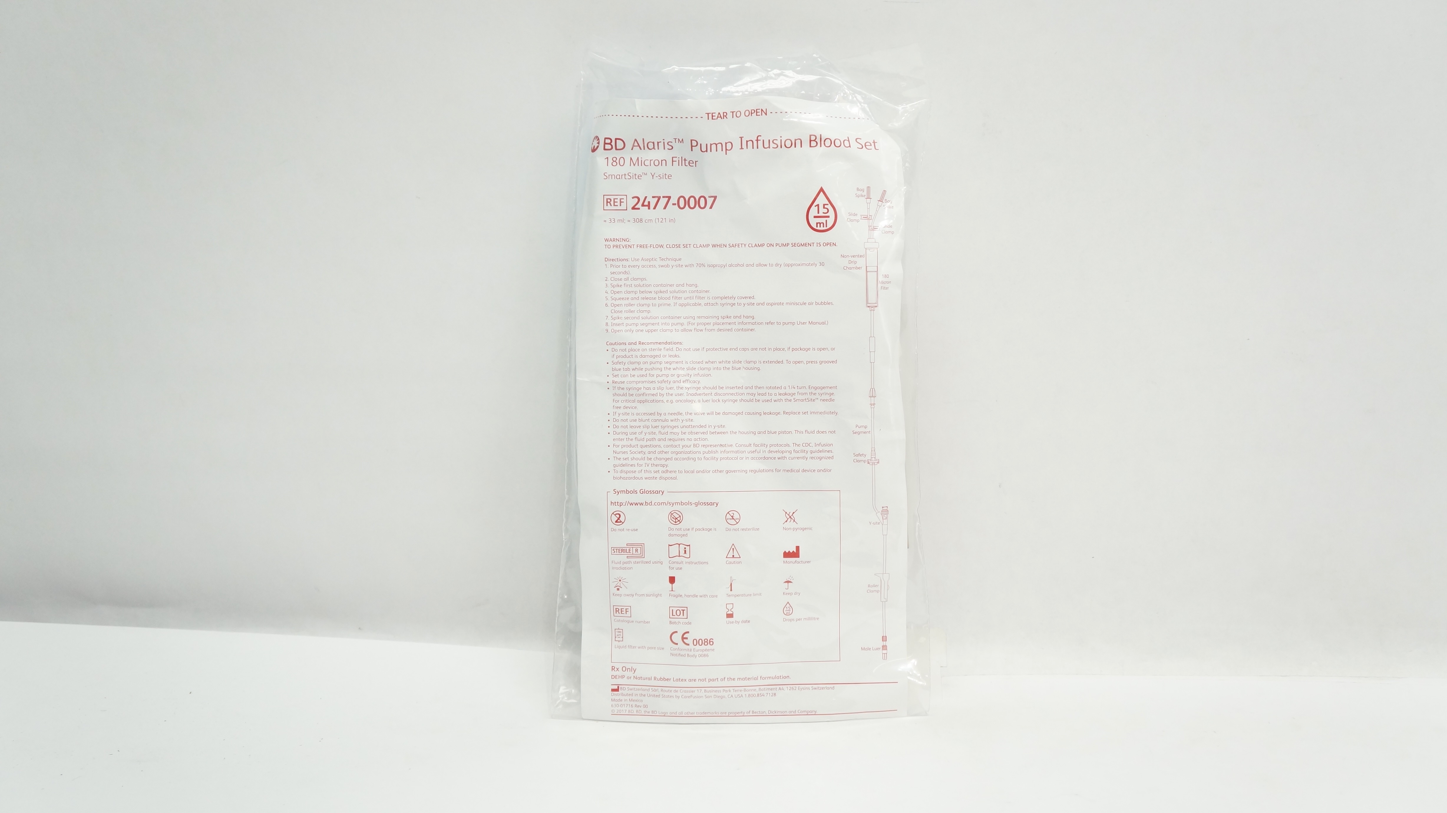 BD 2477-0007 Alaris Pump Infusion Blood Set 180 Micron Filter 15ml (x)