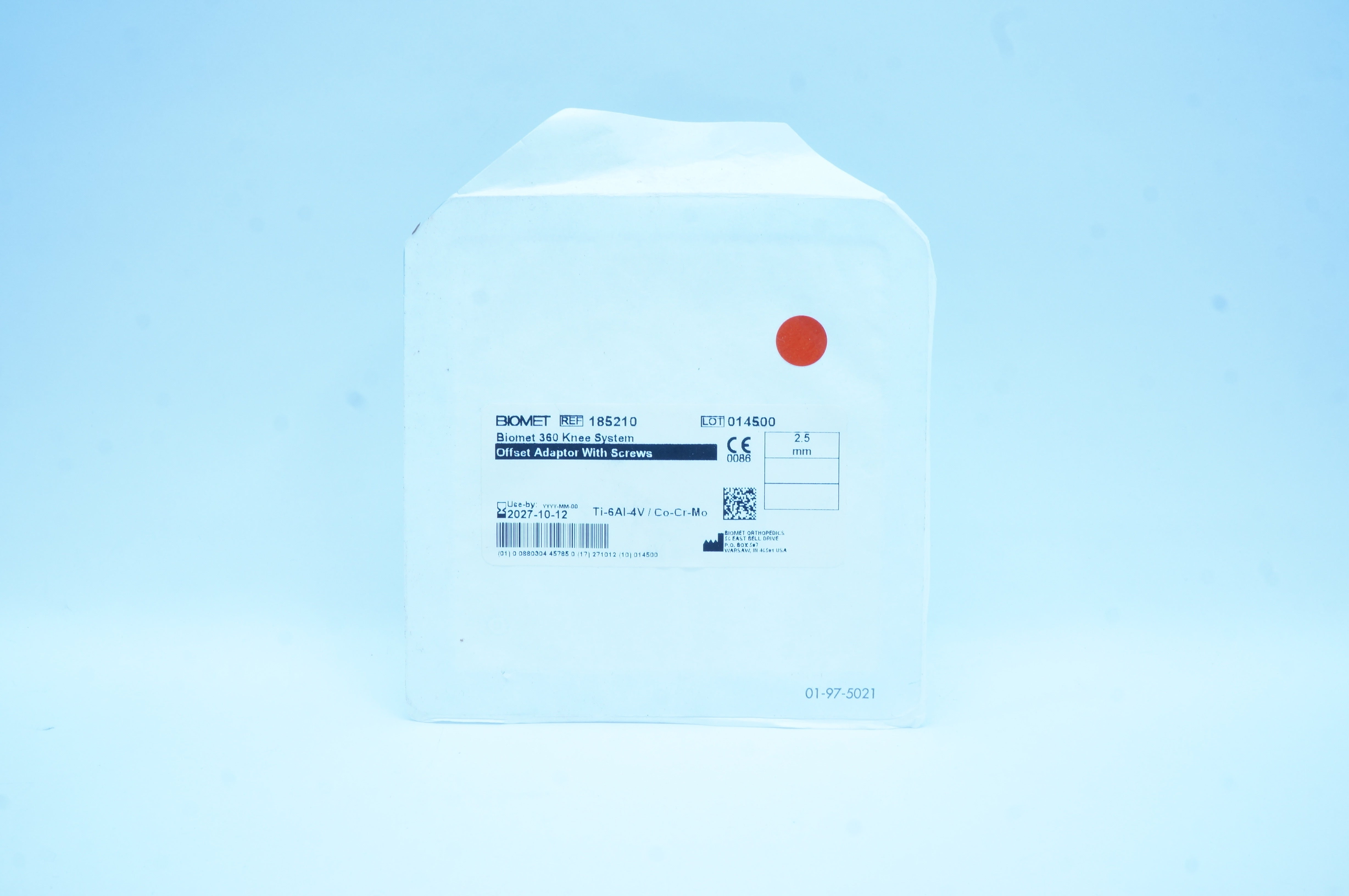Biomet Orthopedics 185210 360 Knee System Offset Adaptor With Screws 2.5mm