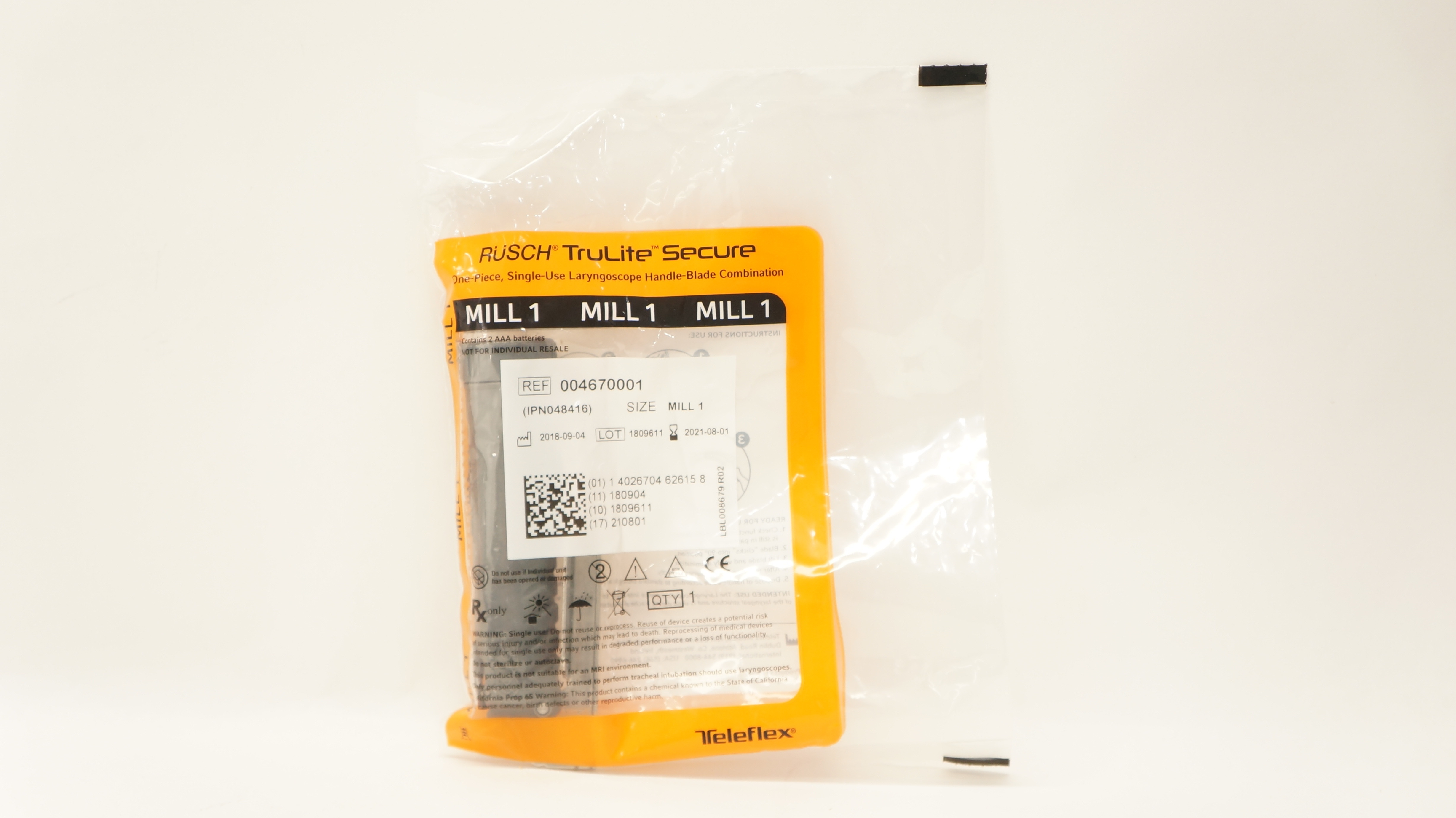 Teleflex 004670001 Rusch TruLite Laryngoscope Handle-Blade Combination Mill 1(x)
