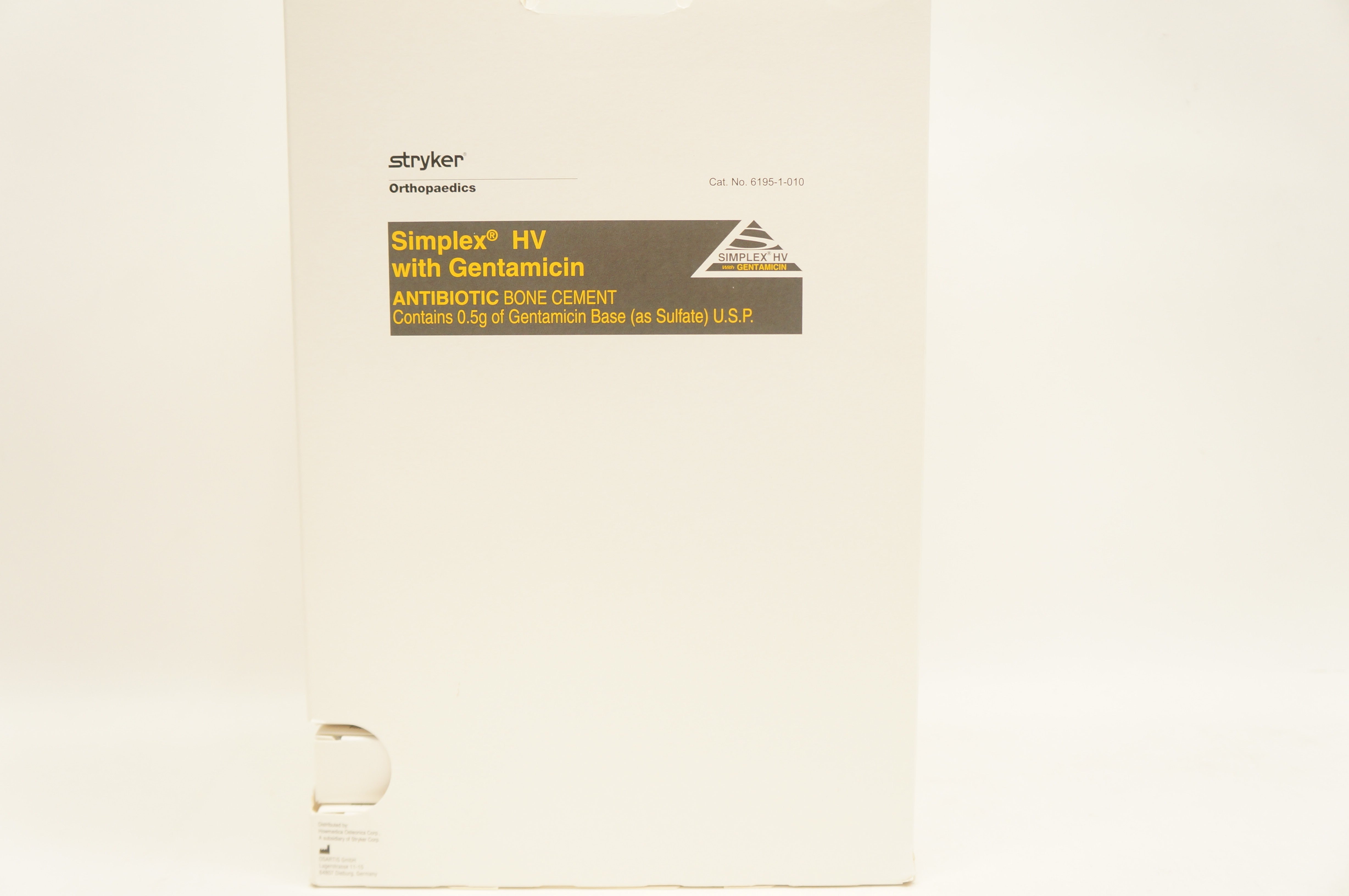 Stryker 61951010 Orthopaedics Simplex HV with Gentamicin Box of 10 (x)