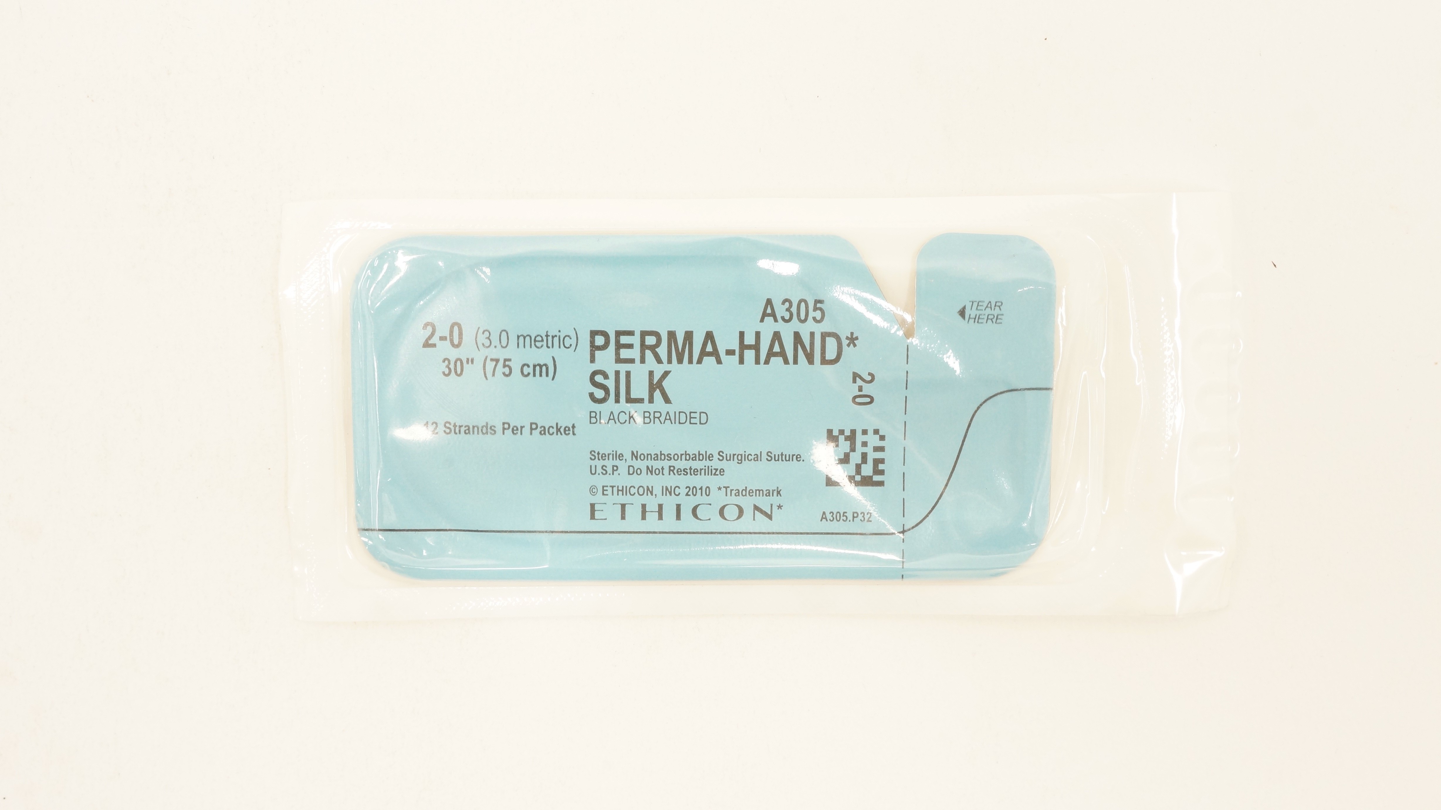 Ethicon A305 2-0 Perma-Hand Silk Black Braided Stre 30inch (x)