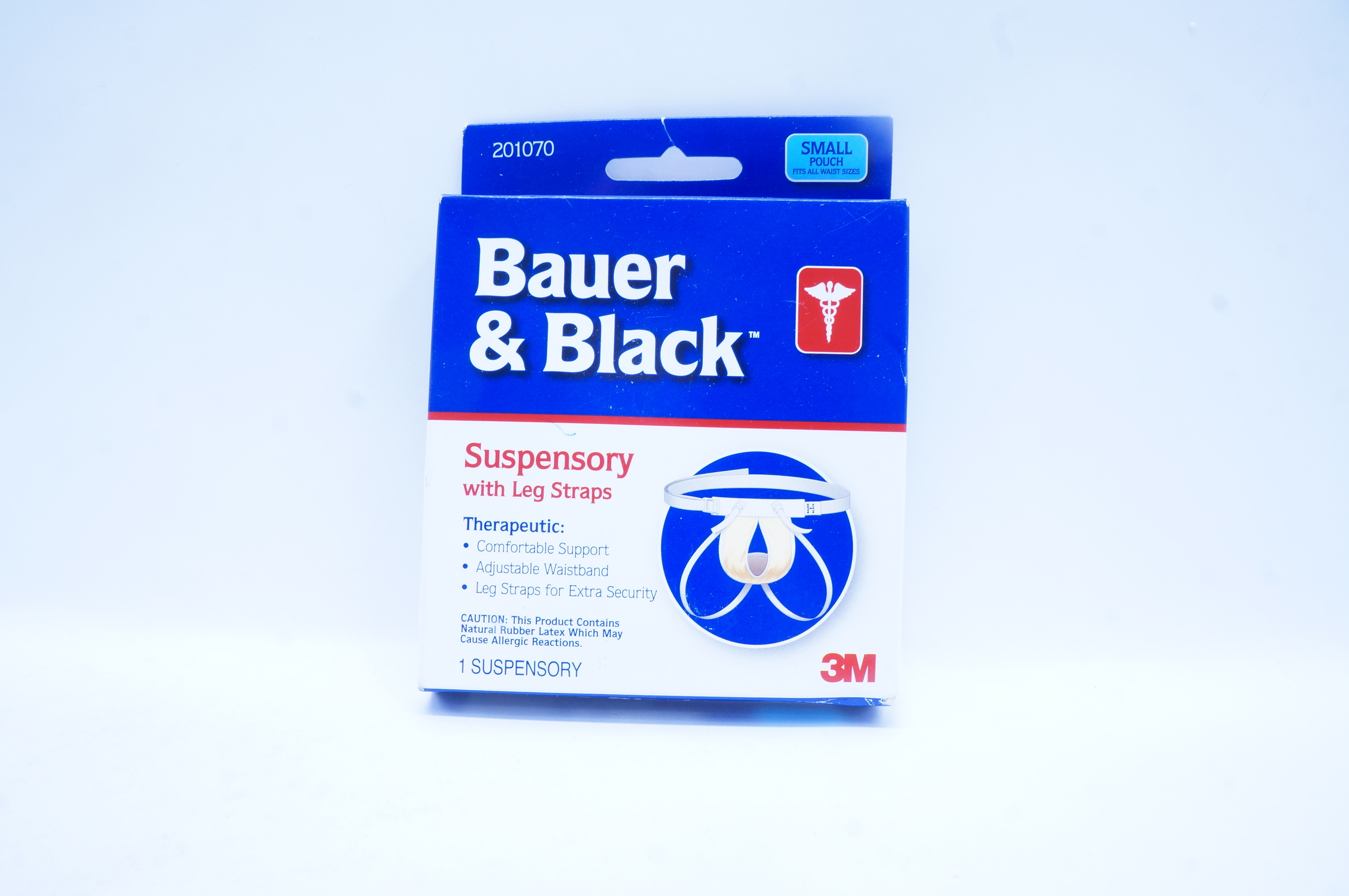 3M 201070 Bauer & Black Suspensory with Leg Straps, Small Pouch