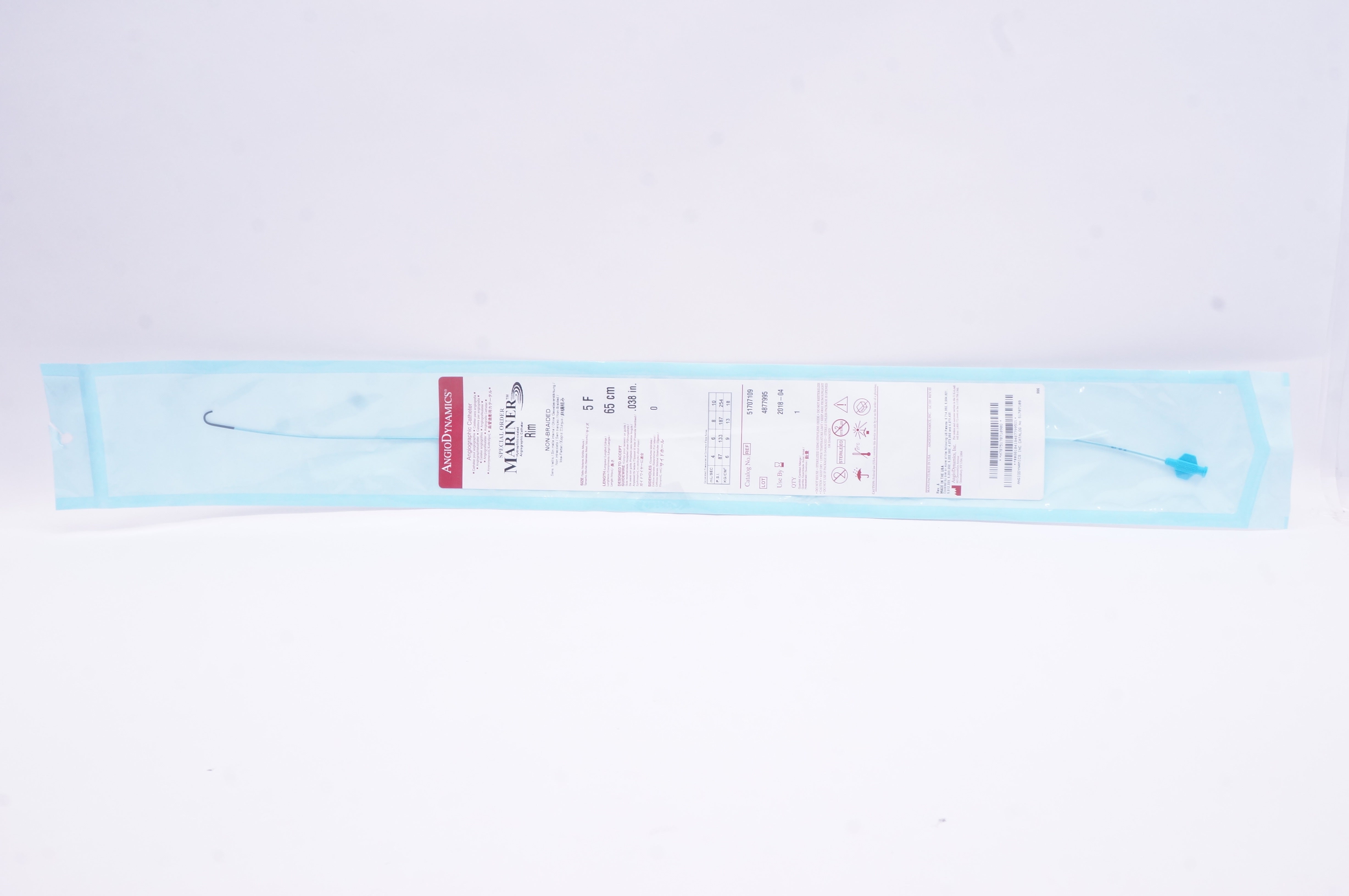 AngioDynamics 51707109 Angiographic Catheter 5F x 65 cm x .038inch (x)