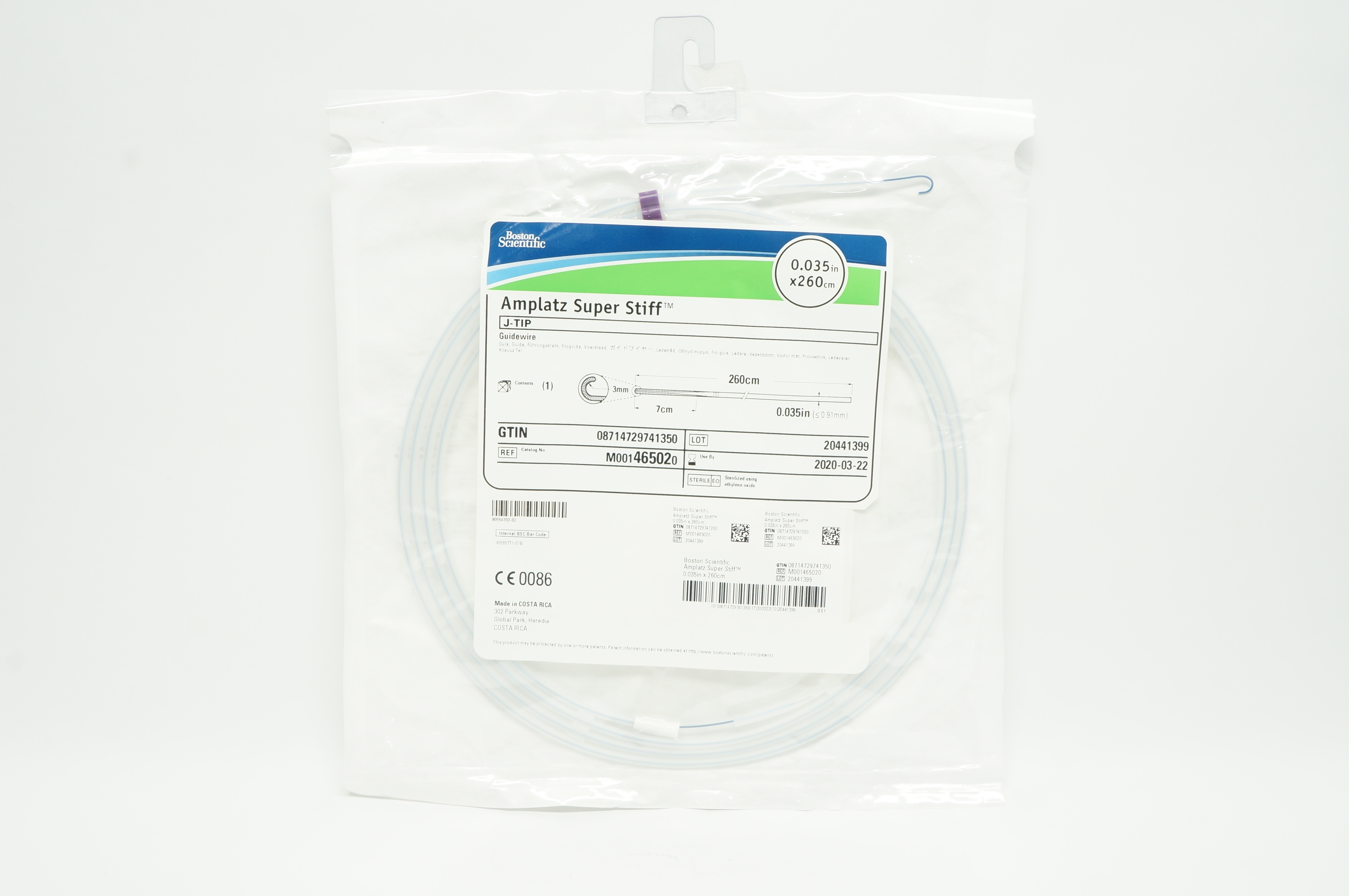 Boston Scientific M001465020 Amplatz Super Stiff Guidewire 0.035inch x