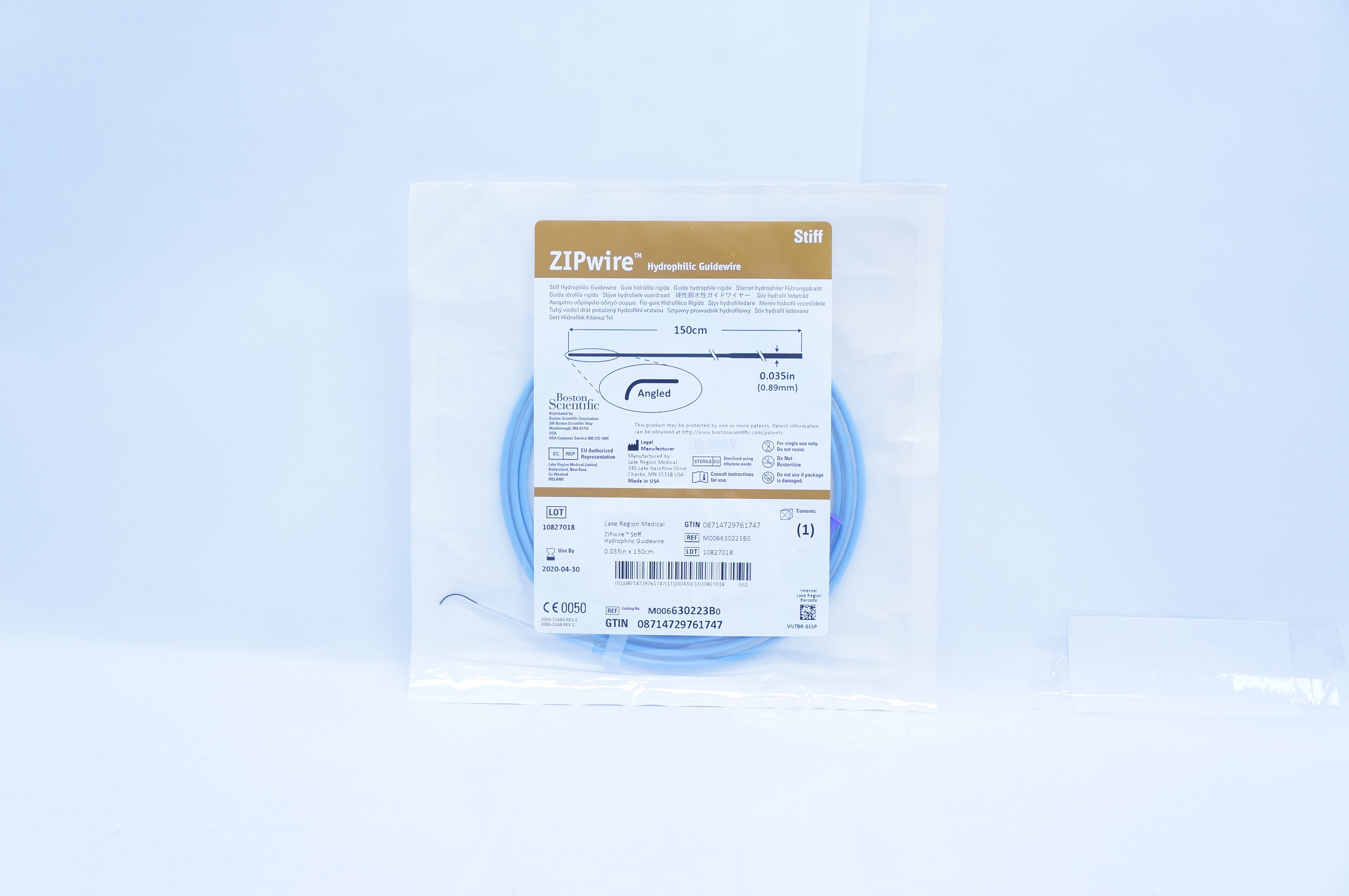 Lake Region Medical M006630223B0 Stiff Hydrophilic Guidewire 150cm x 0.035in. (x)