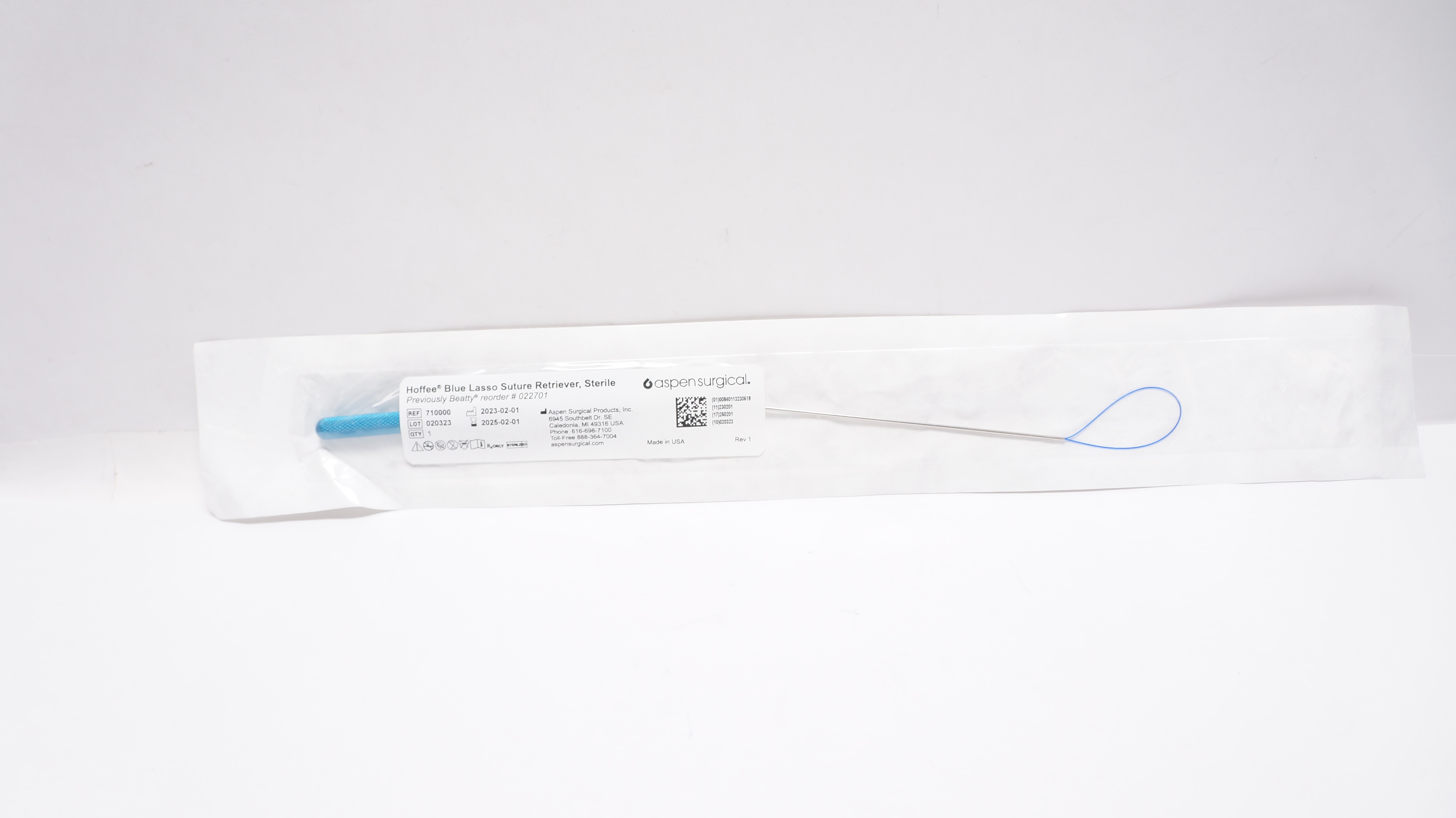 Aspen Surgical 710000 Hoffee Blue Lasso Stre Retriever, Sterile
