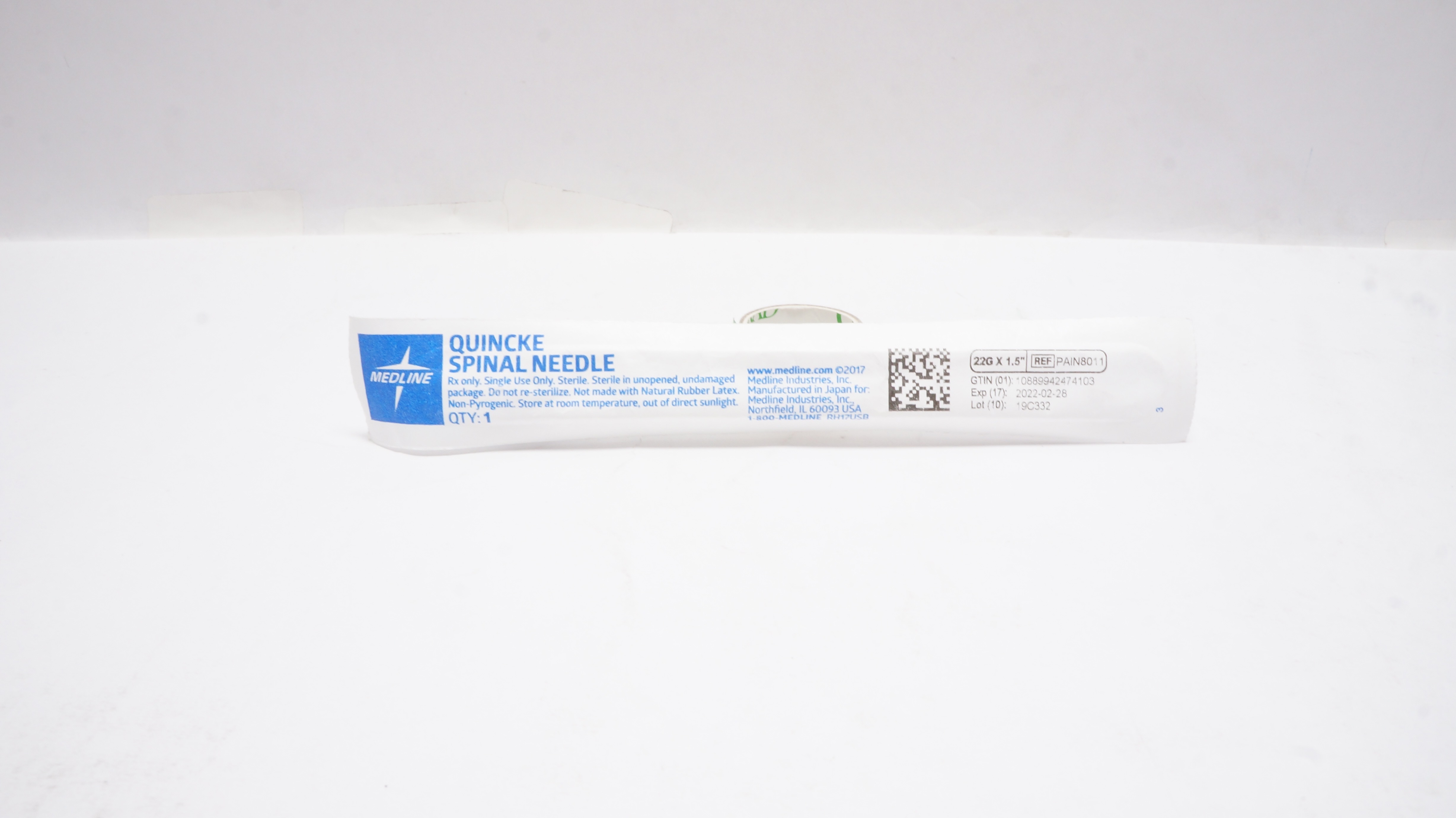 Medline PAIN8011 Quincke Spinal Ndle 22G x 1.5inch (x)