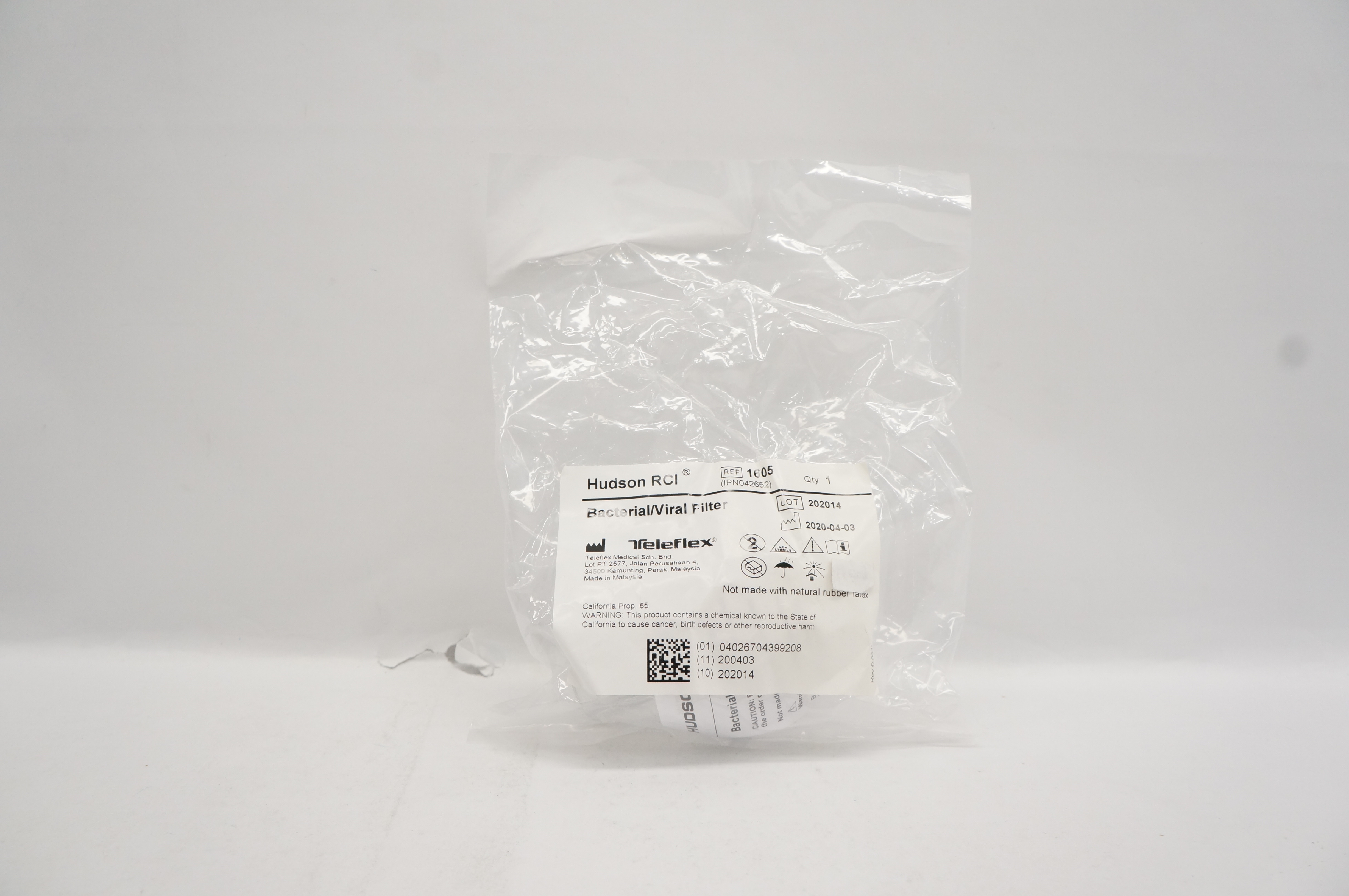 Teleflex Filter Teleflex 1605 Hudson RCI Bacterial/Viral Filter