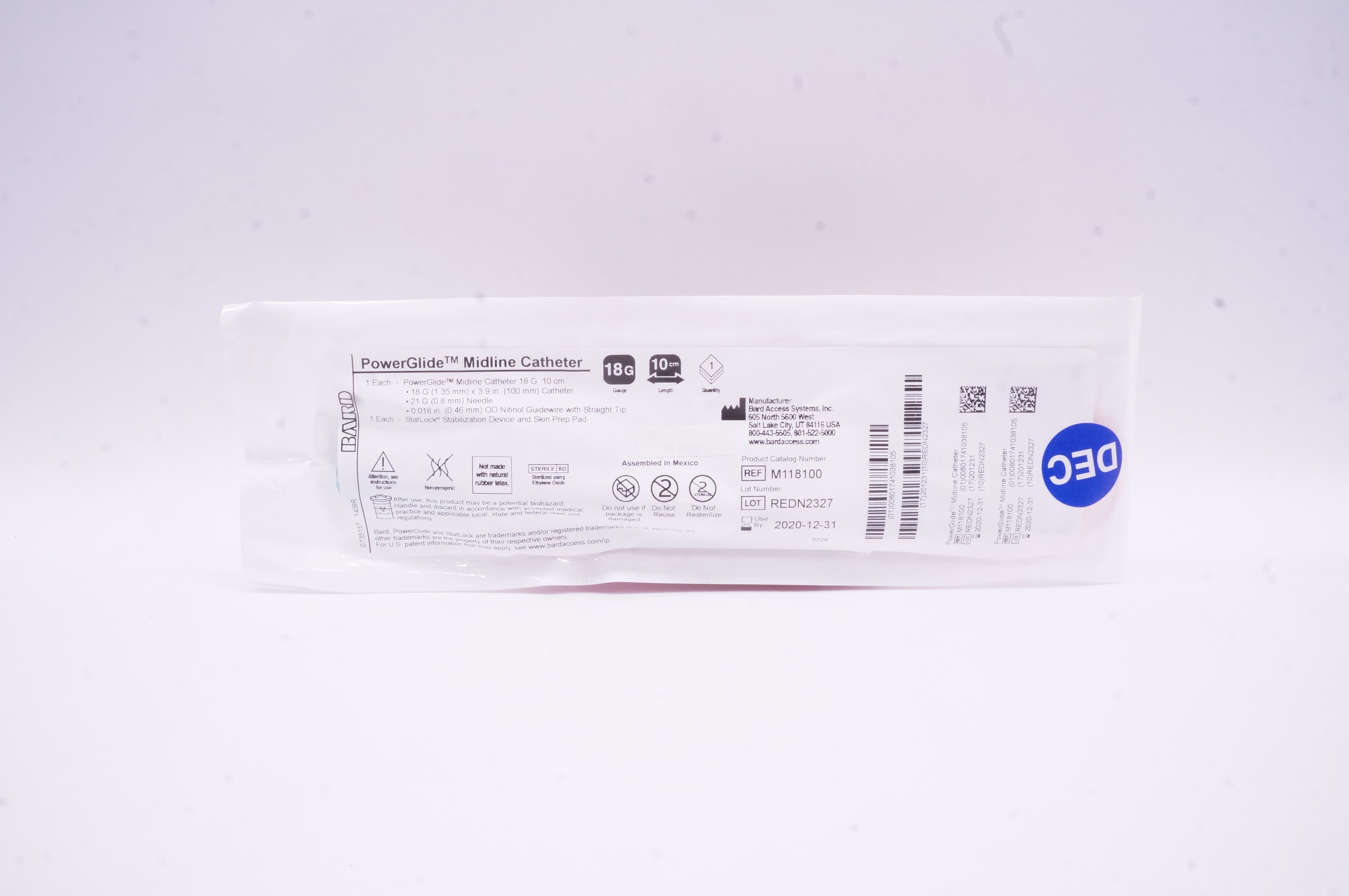 Bard M118100 PowerGlide Midline Cath. 18G x 10cm (x)