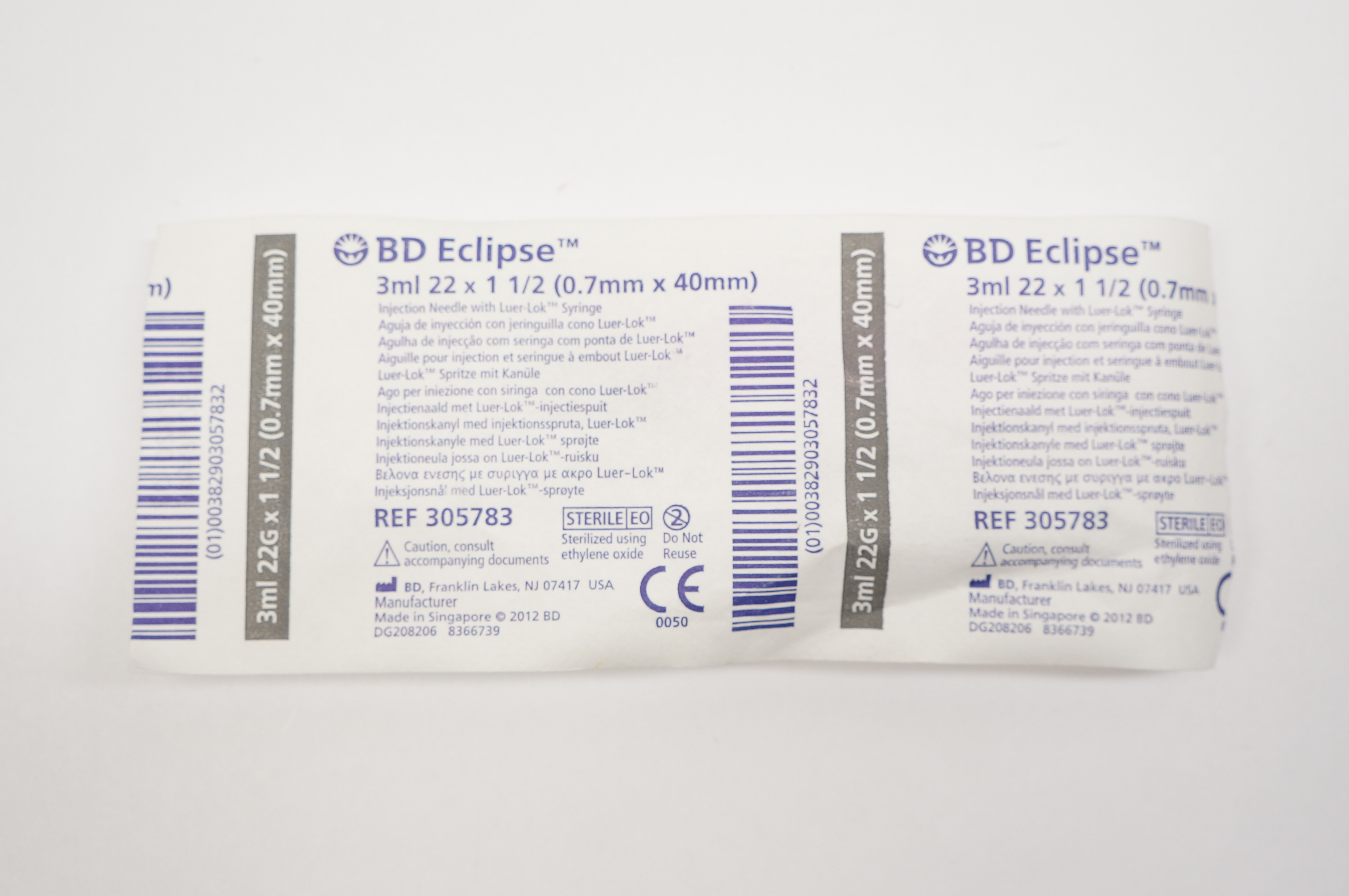 BD 305783 Eclipse 3ml 22G x 1-1/2inch (x)