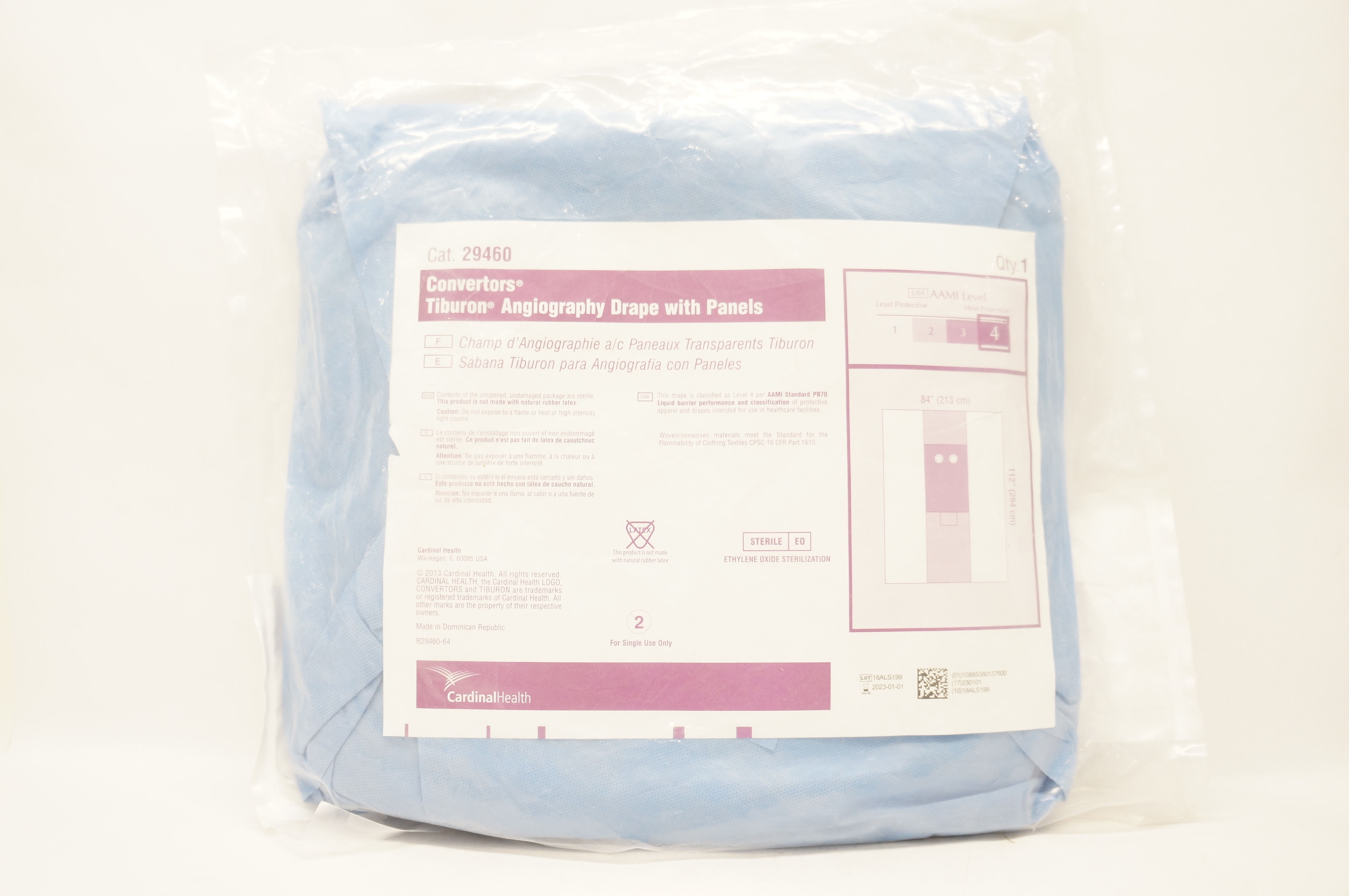Cardinal Health 29460 Convertors Tiburon Angiography Drape w/Panels 84 x 112inch