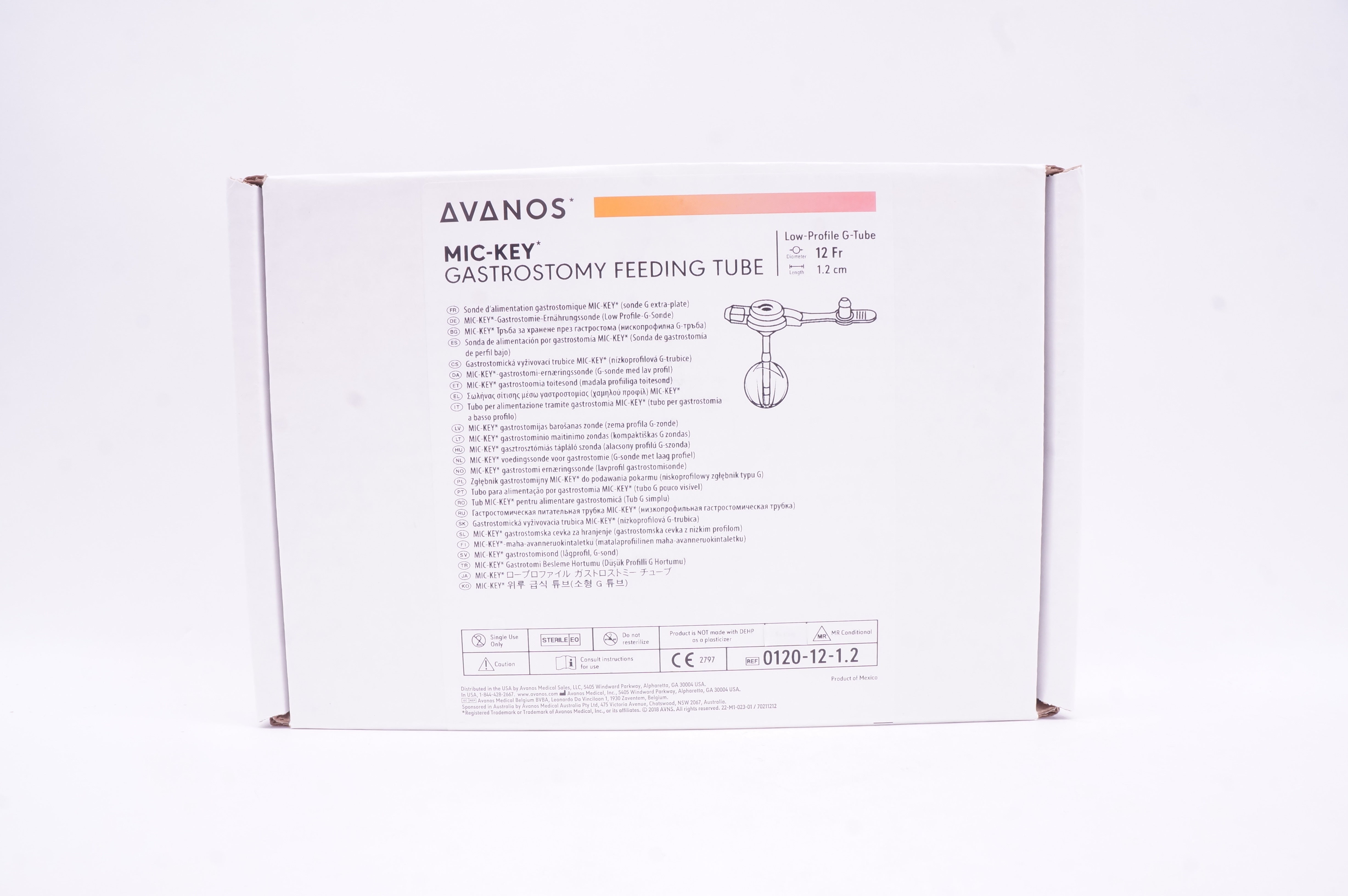 Avanos 0120-12-1.2 MIC-KEY Gastrostomy Feeding Tube 12Fr. x 1.2 cm (x)
