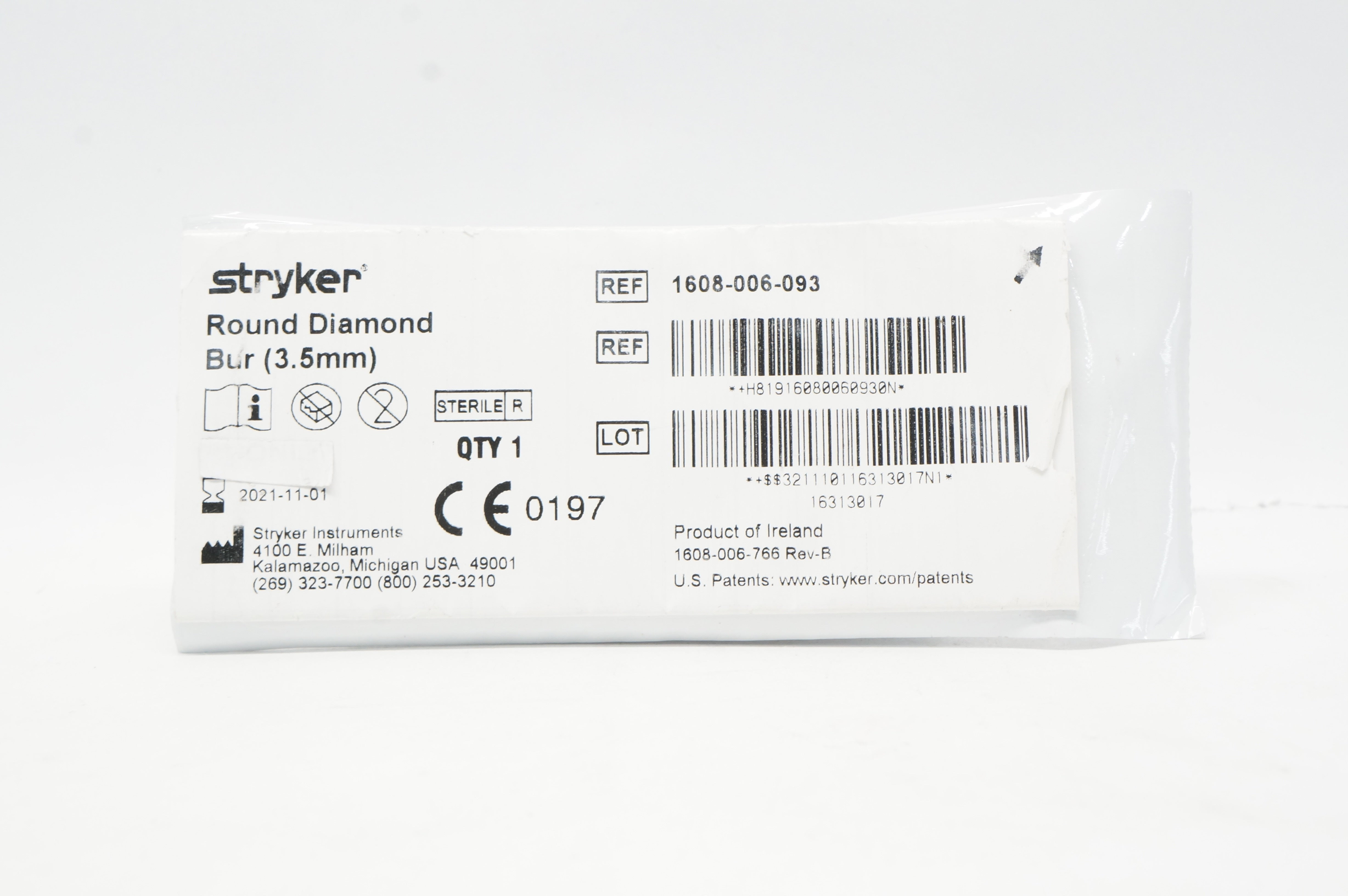 Stryker 1608-006-093 Round Diamond Bur 3.5mm (x)