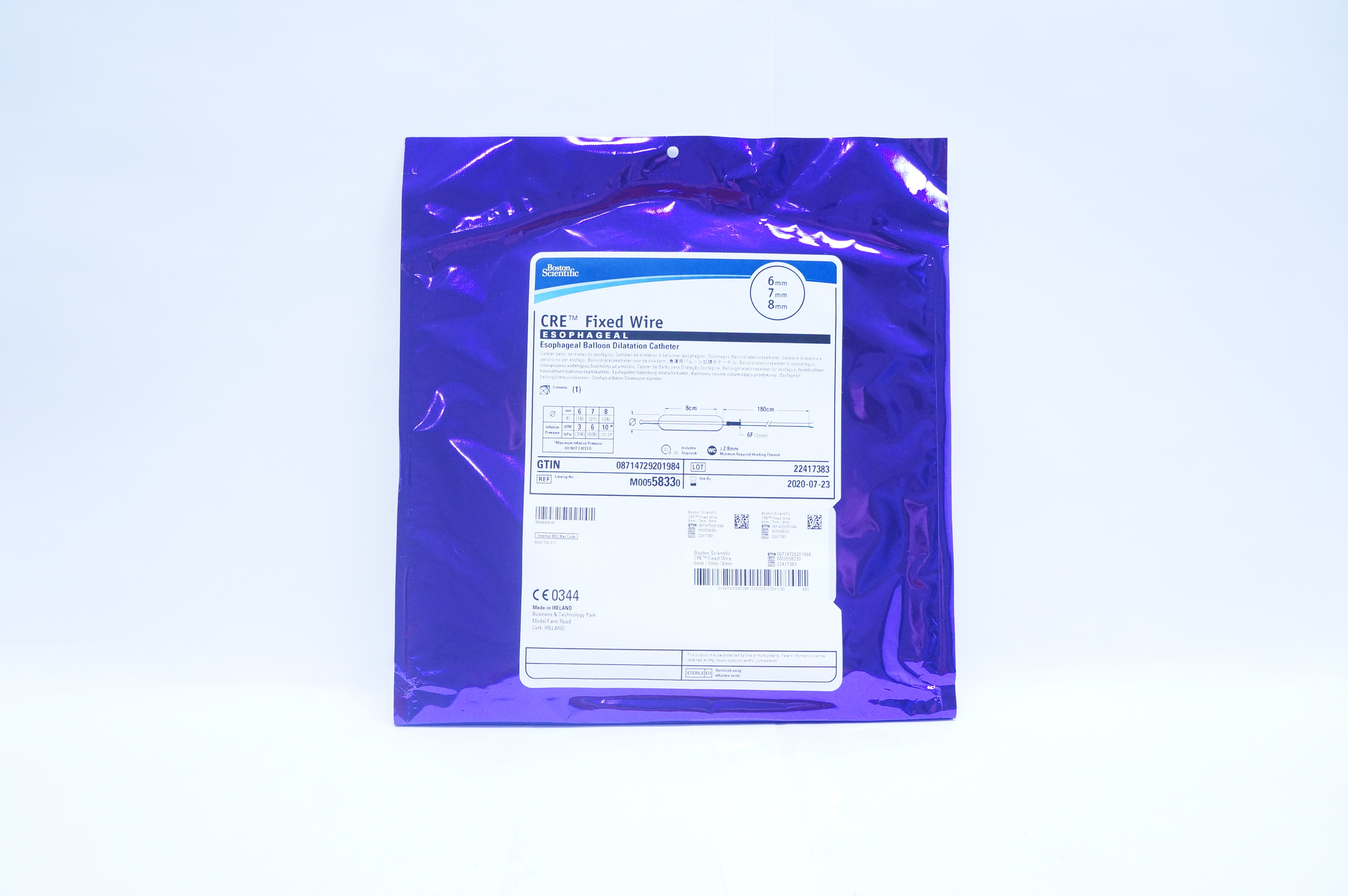 Boston Scientific M00558330 CRE Fixed Wire Esophageal Cath. 6mm/7mm/8mm (x)