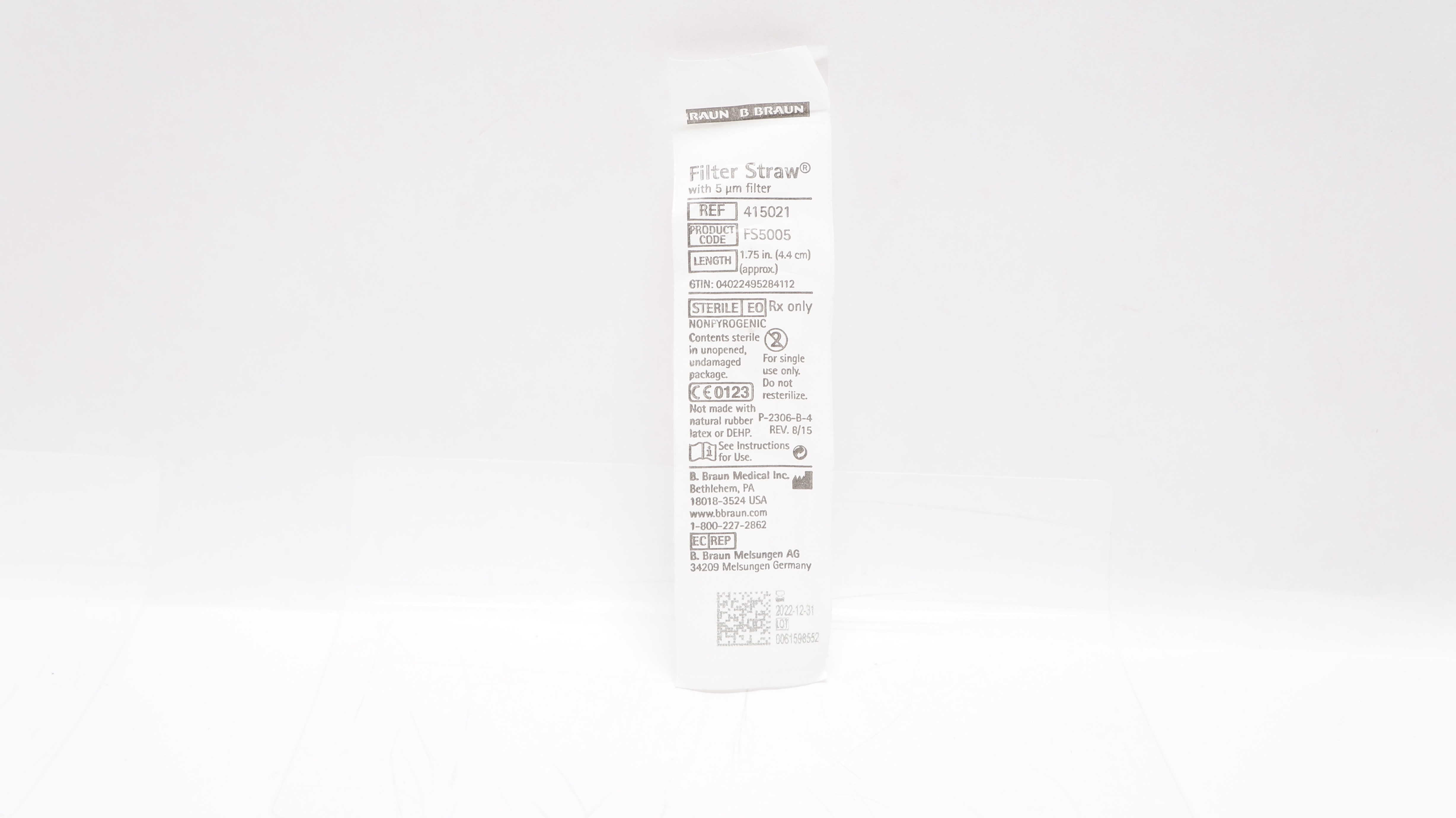 B.Braun 415021 Filter Straw with 5μm Filter Length 1.75inch (x)