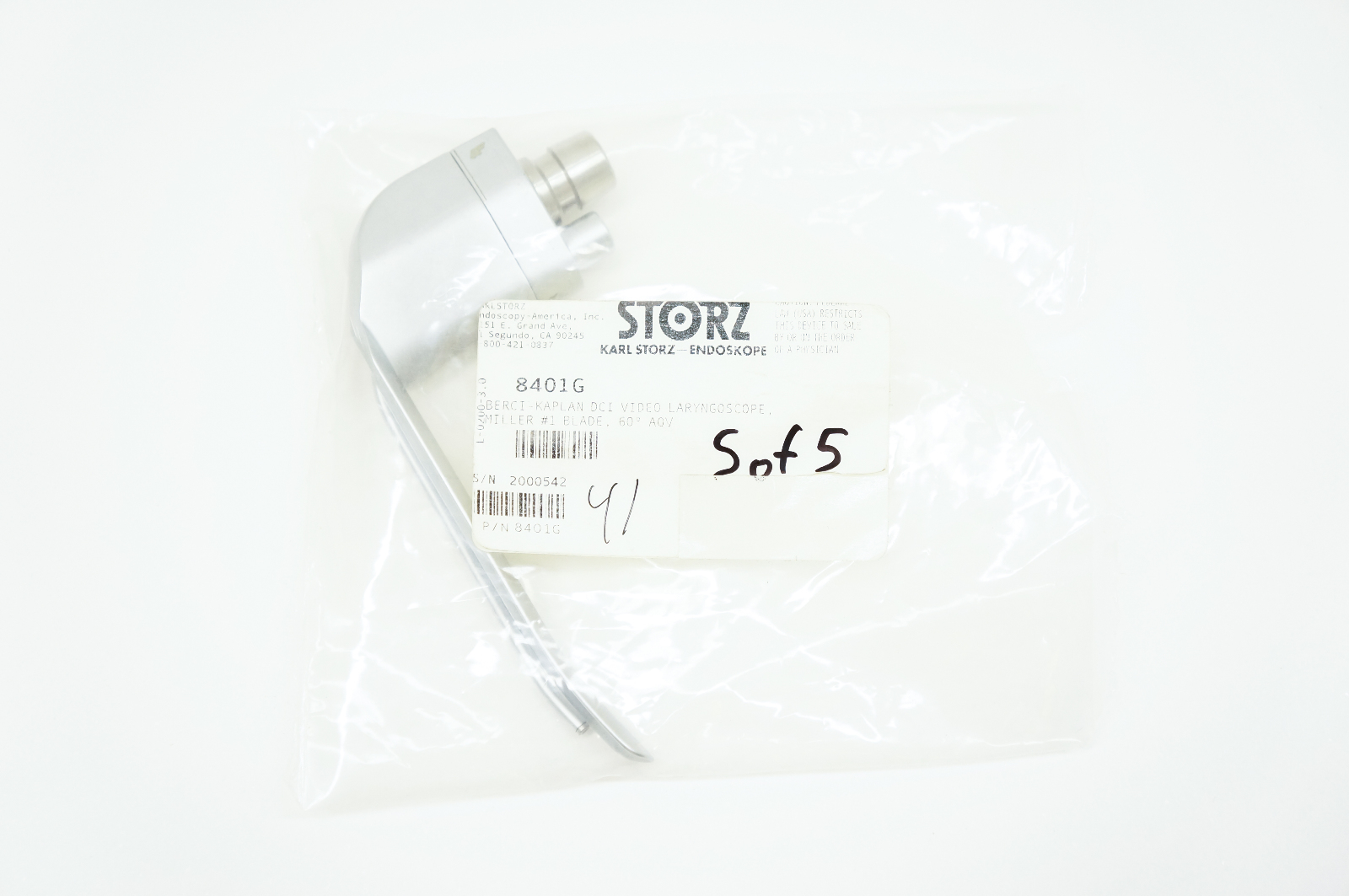 Karl Storz 8401G BerciKaplan DCI Video Laryngoscope Miller 1 Blade