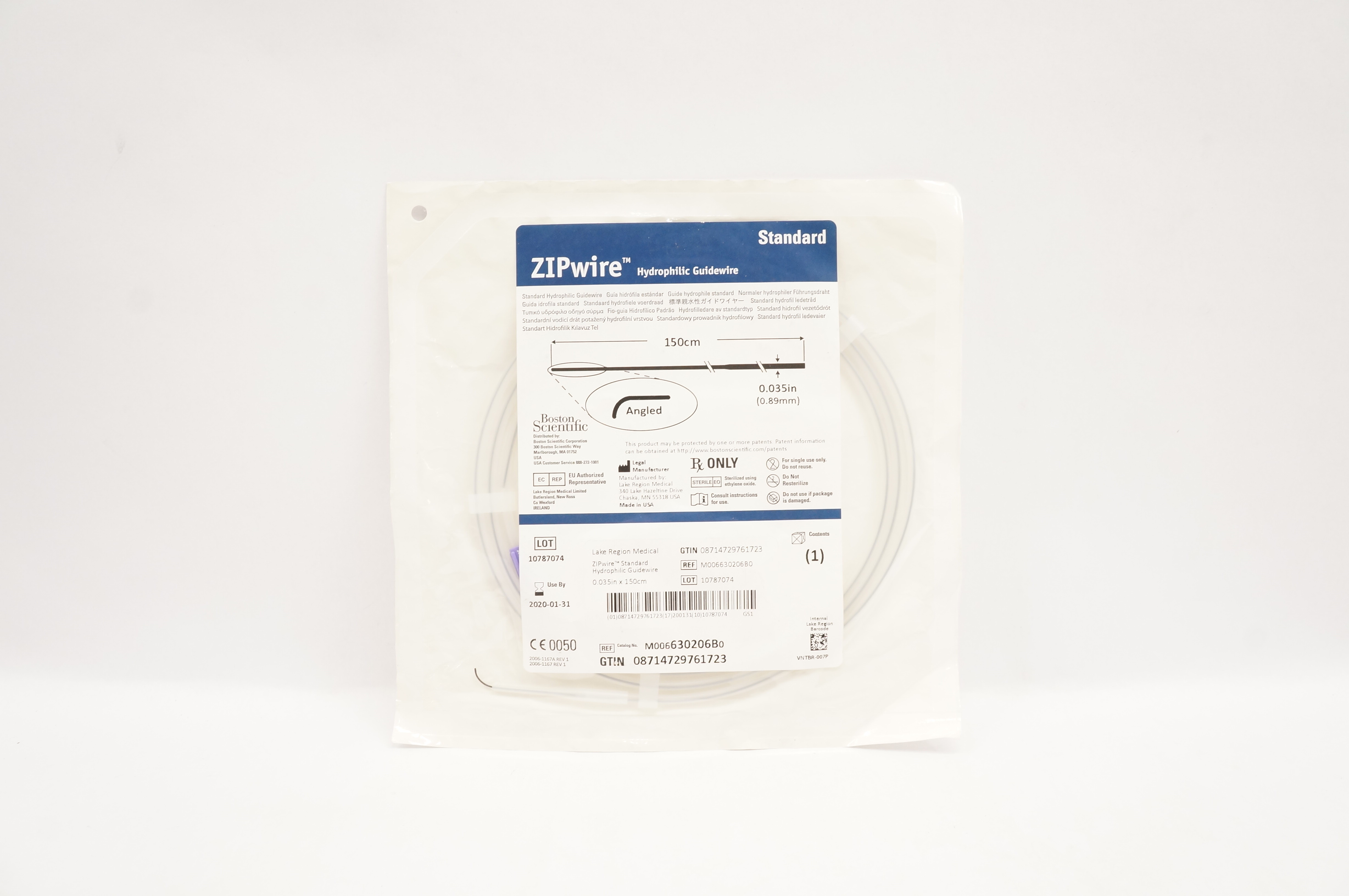 Boston Scientific M006630206B0 ZIPwire Hydrophilic Guidewire 0.035inchx150cm (x)