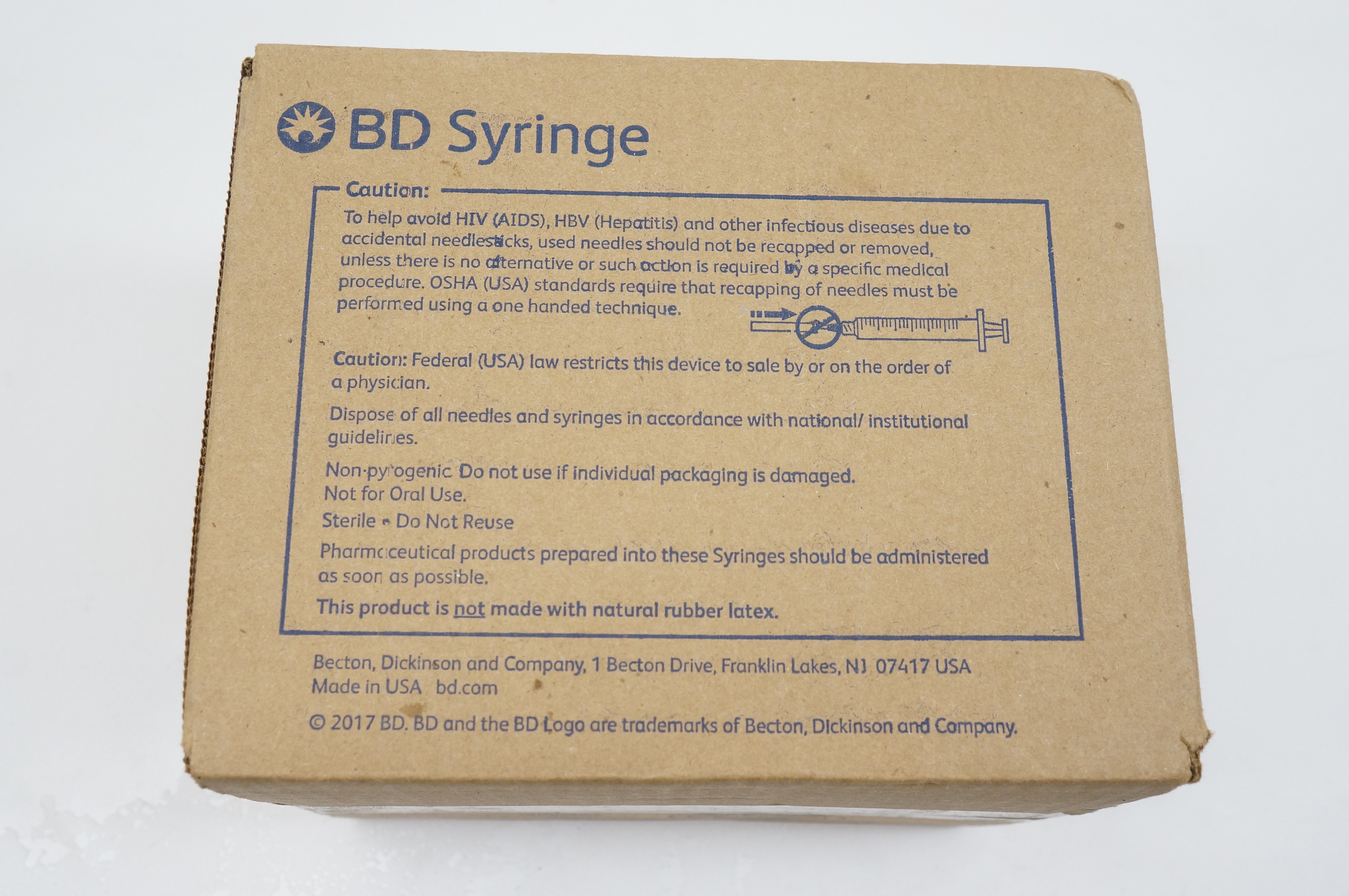 BD 305945 Safety Glide Syringe 1ml, 27G x 1/2inch - Box of 100