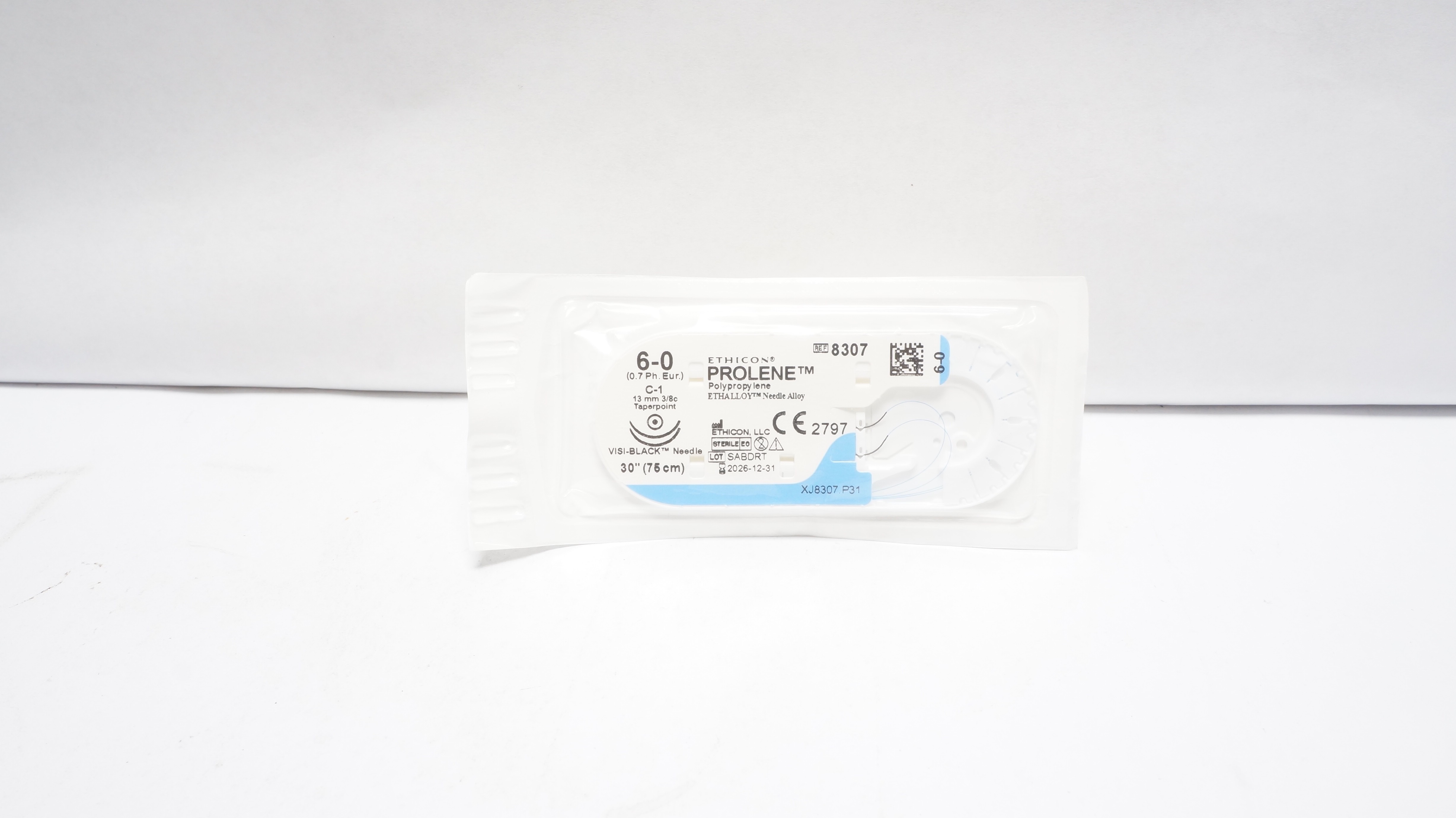 Ethicon 8307 6-0 PROLENE, C-1, 13mm 3/8c Taperpoint, 30in