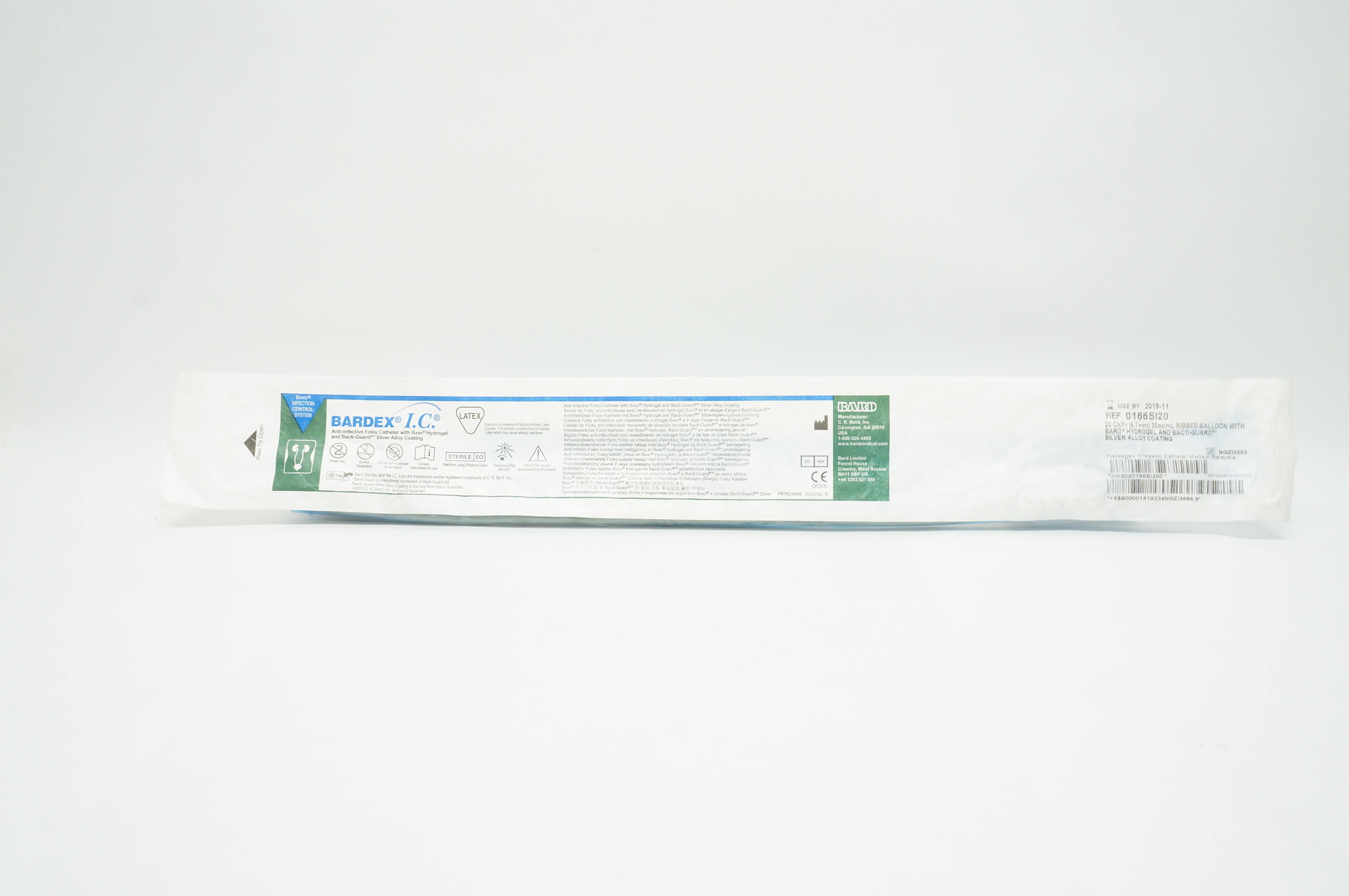 Bard 0166SI20 BARDEX Infection Control 2-Way Foley Cath. 20 Fr 30 cc (x)