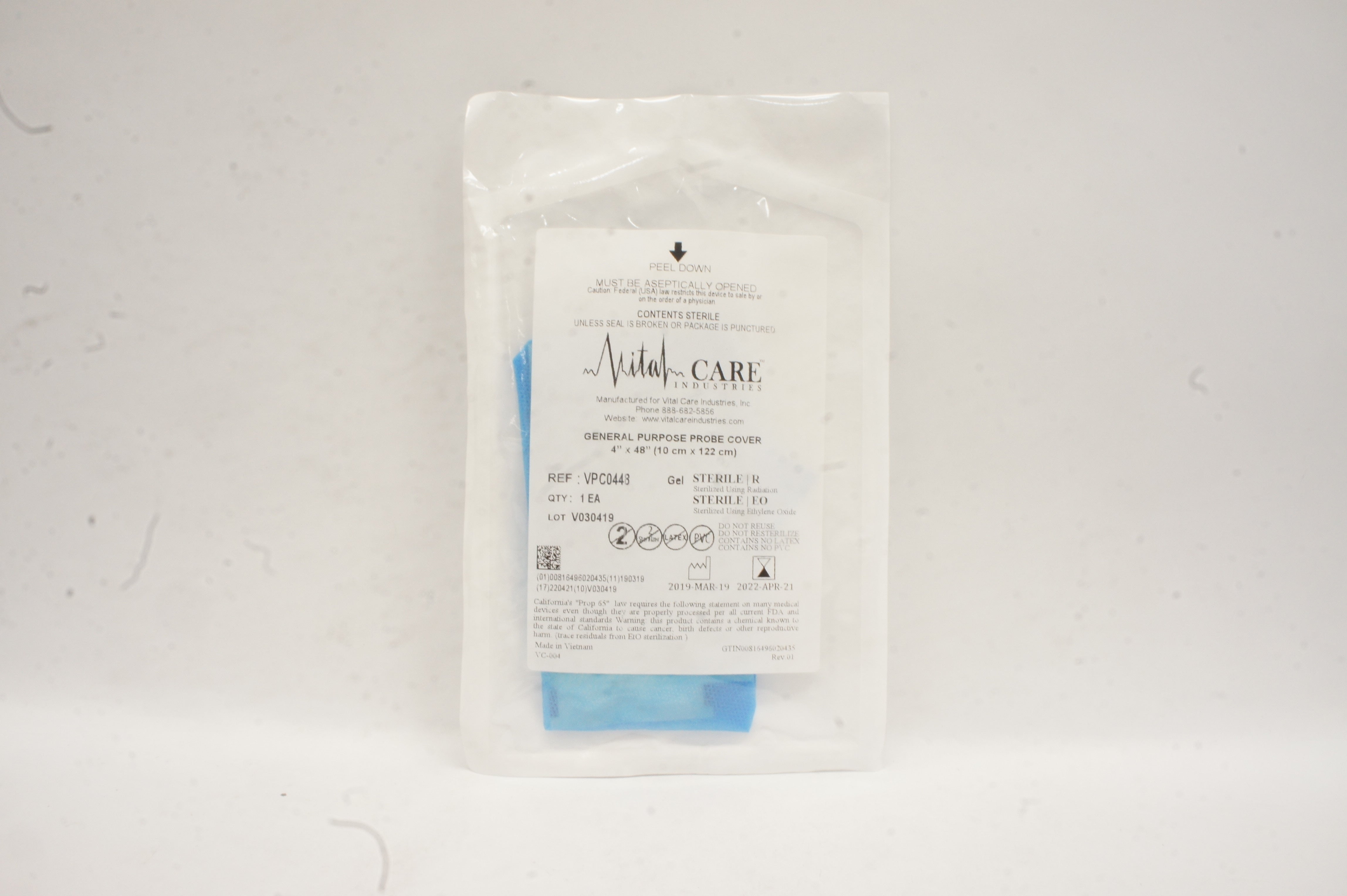 VitalCare PC1924-2 General Purpose Probe Cover W/Gel, Bands & 3-D End 6 x 48inch