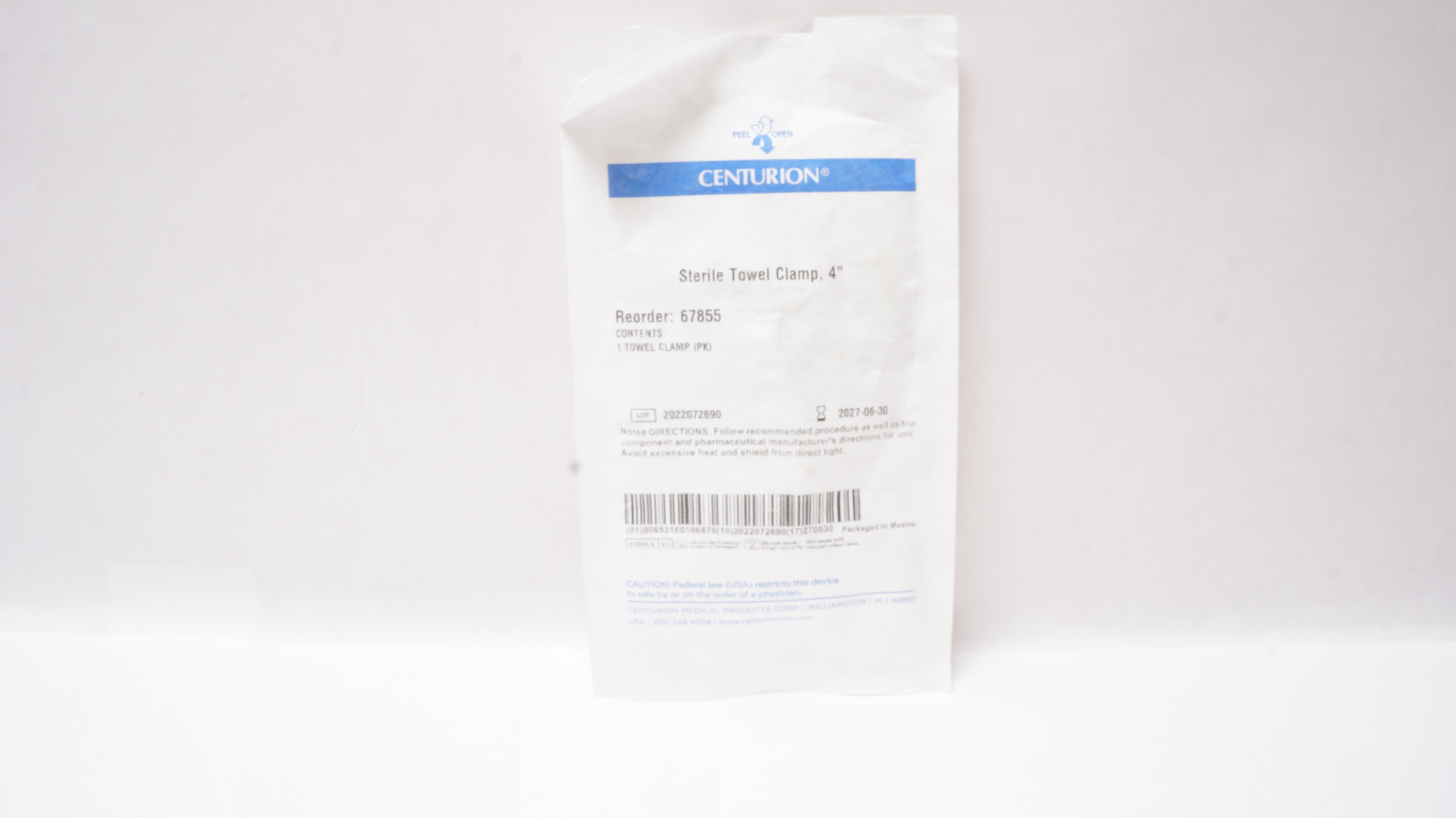 Centurion 67855 Sterile Towel Clamp 4inch