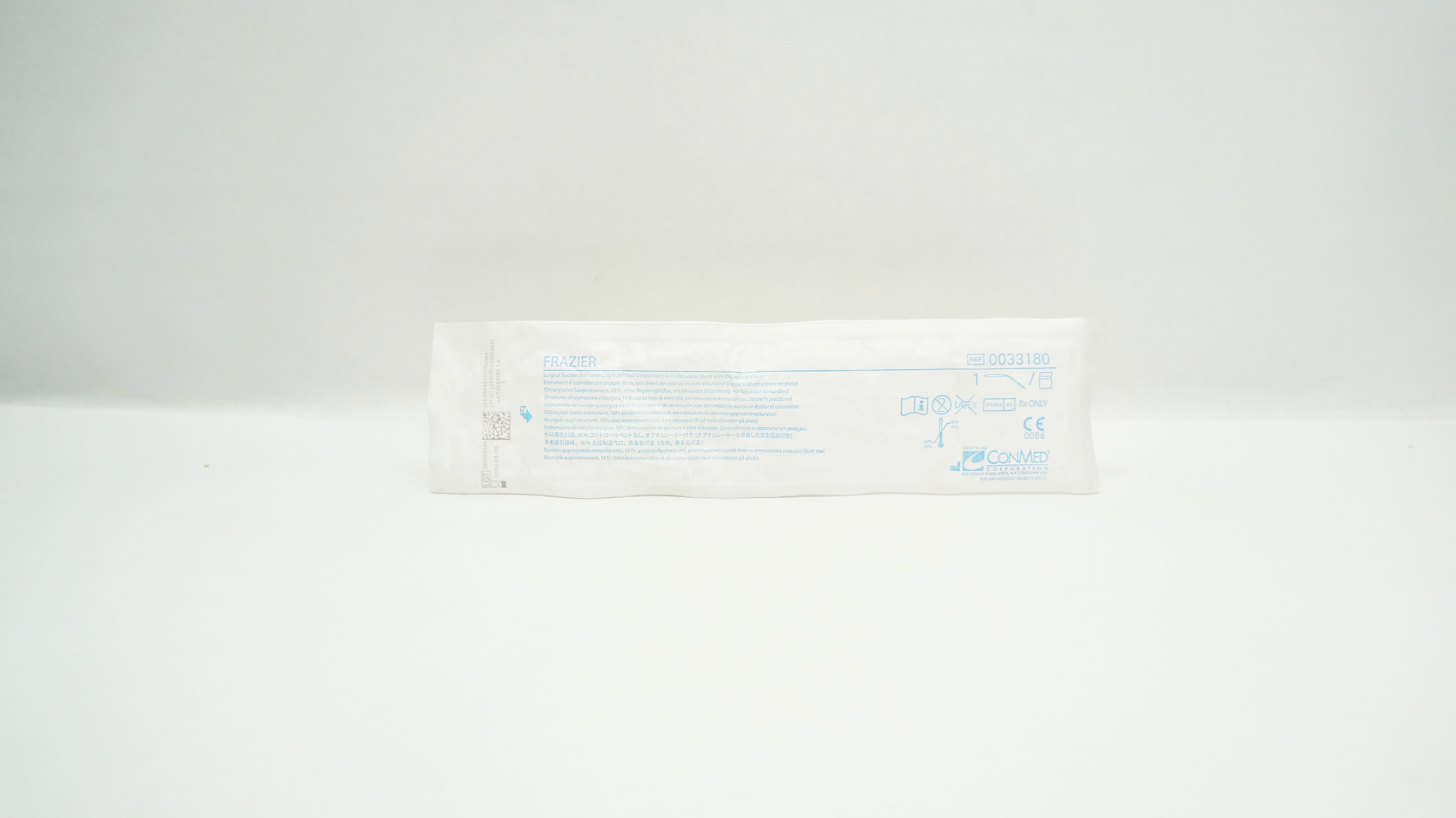 ConMed 0033180 Frazier Surgical Suction Instrument 18Fr.