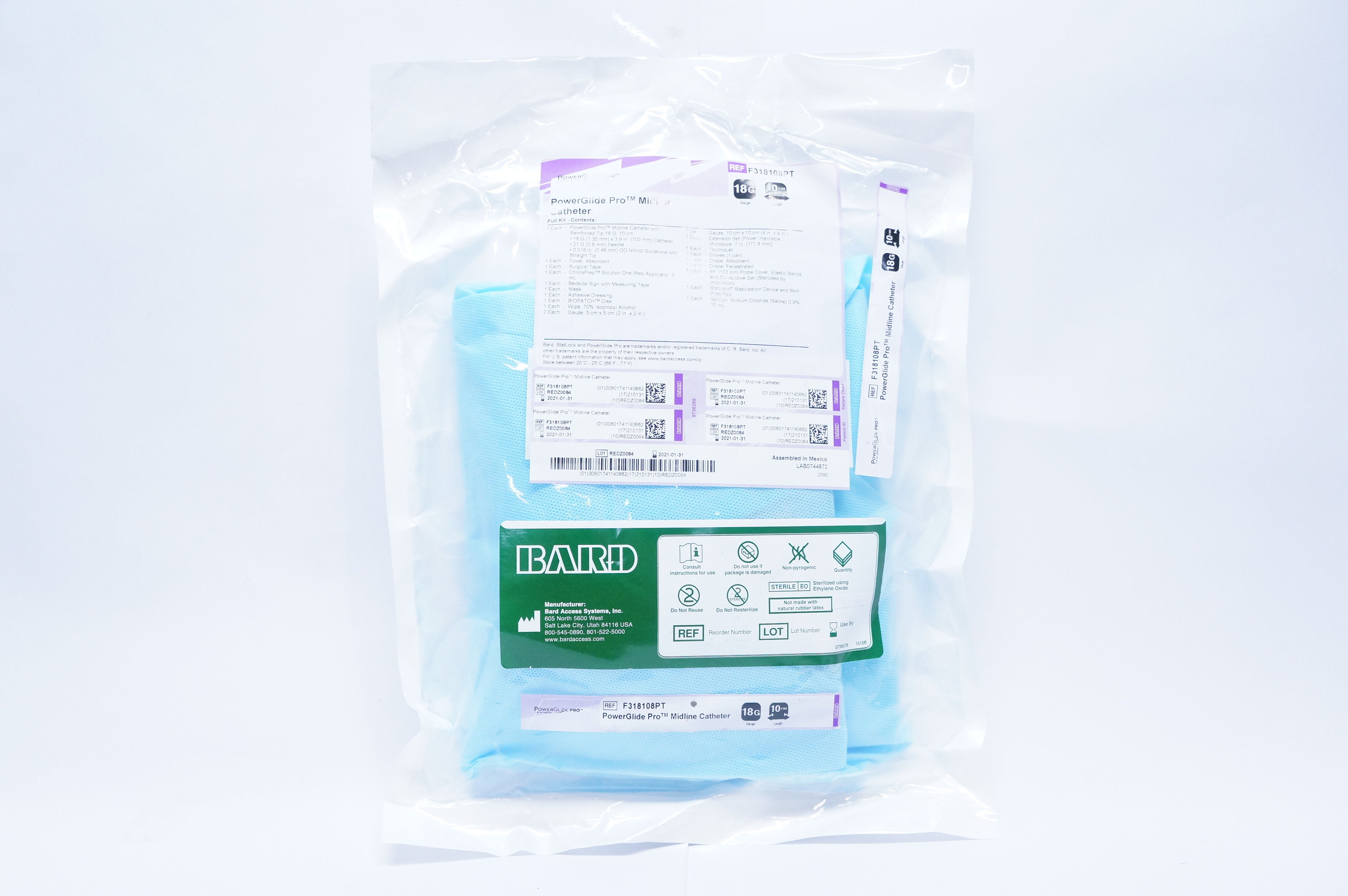 Bard F318108PT Power Glide Pro Midline Catheter 18G 10cm