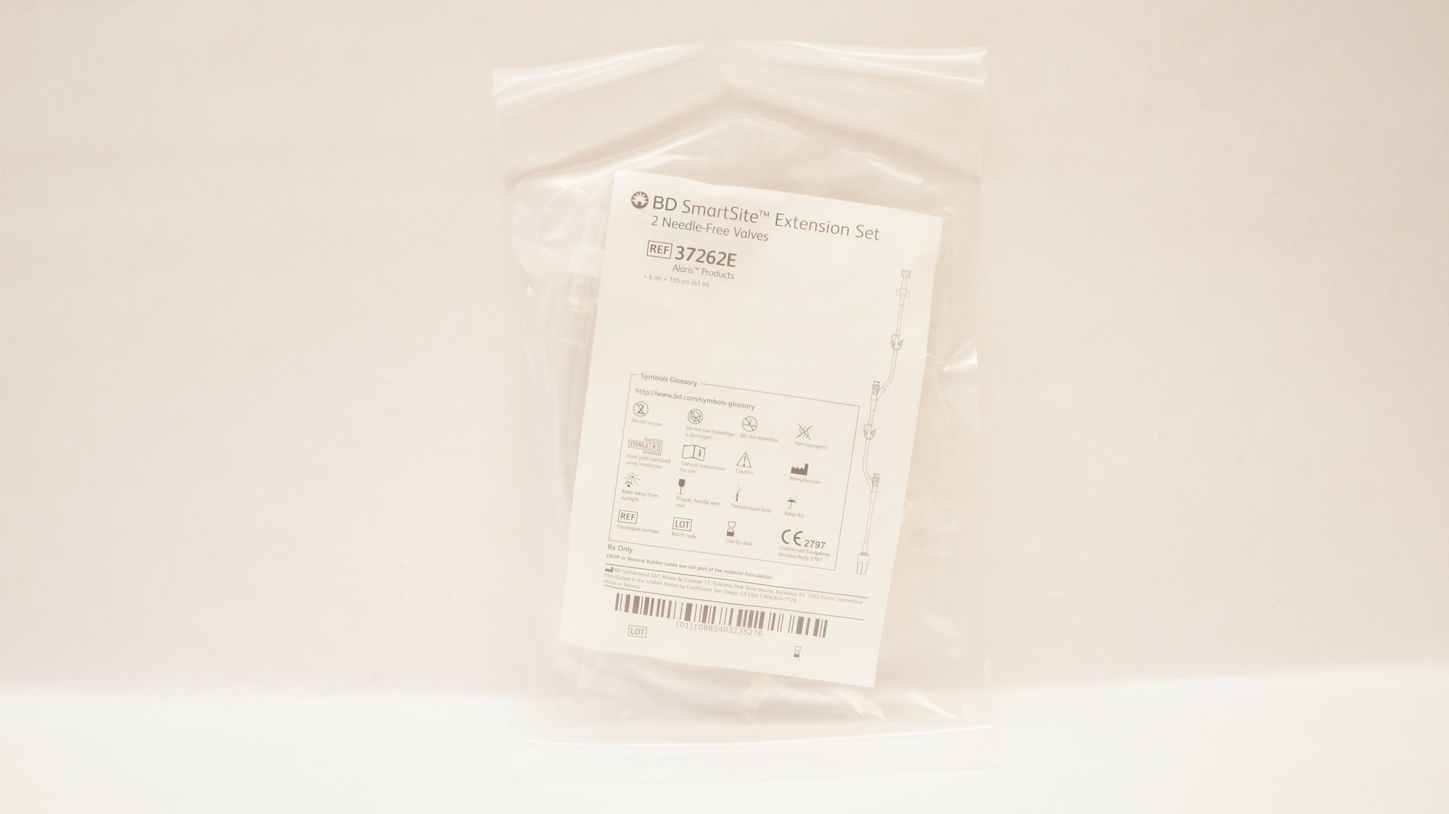 BD 37262E SmartSite Extension Set 2-Ndle. Free Valves 6mL x 41inch