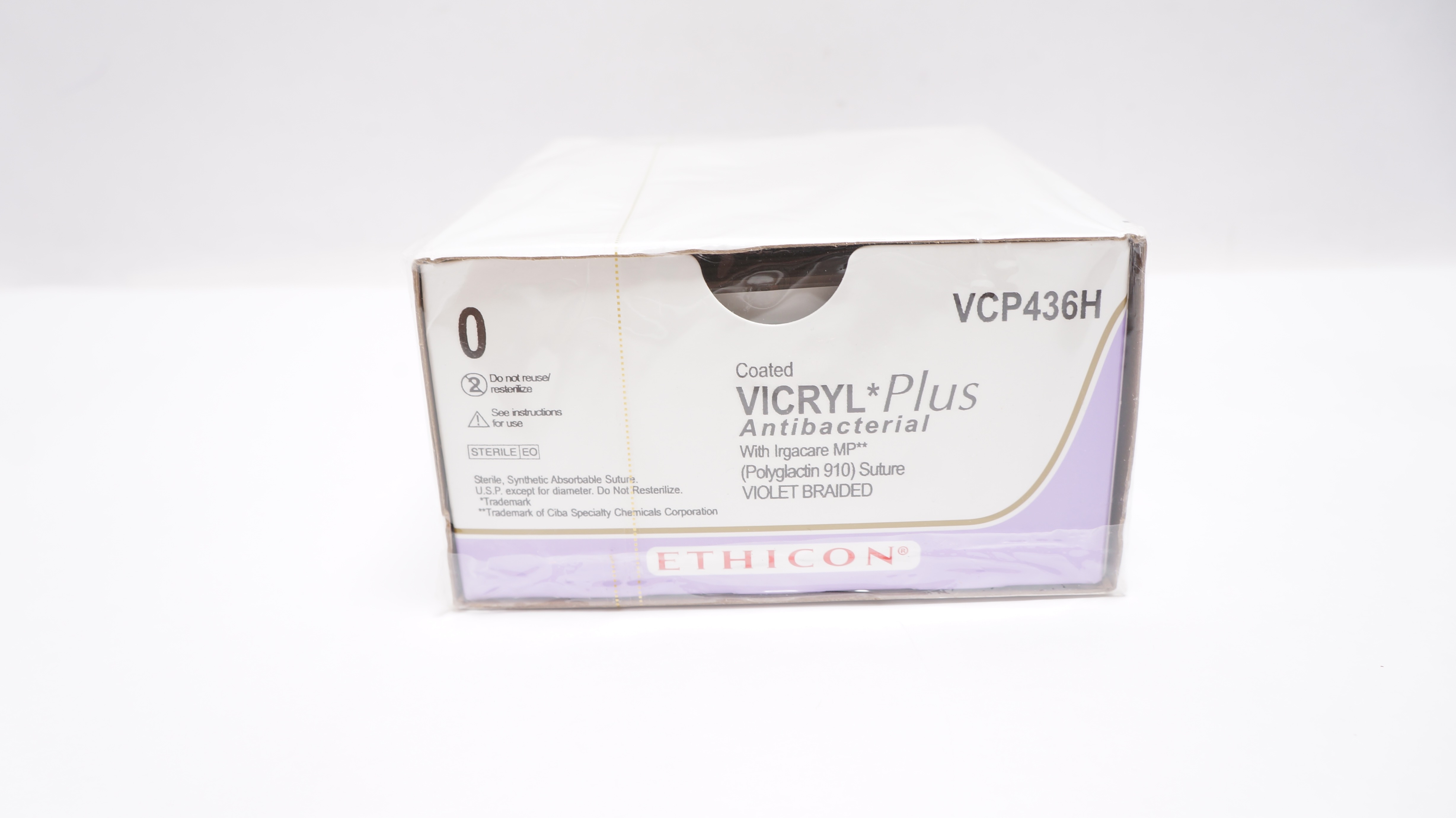 Ethicon VCP436H 0 VICRYL Plus, MO-4, 36mm 1/2c Taper, 27inch - Box of 36