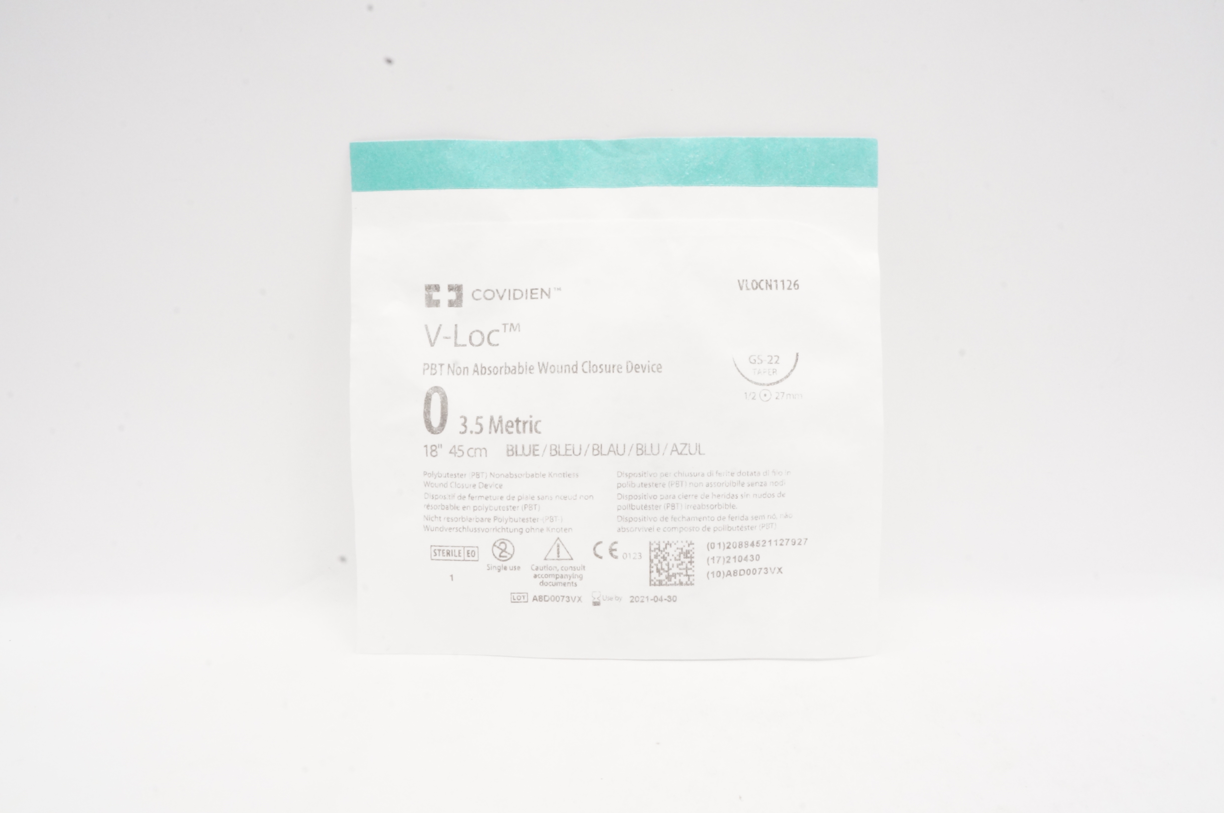 Covidien VLOCN1126 0 V-Loc, GS-22 Taper 1/2 27mm, 18inch