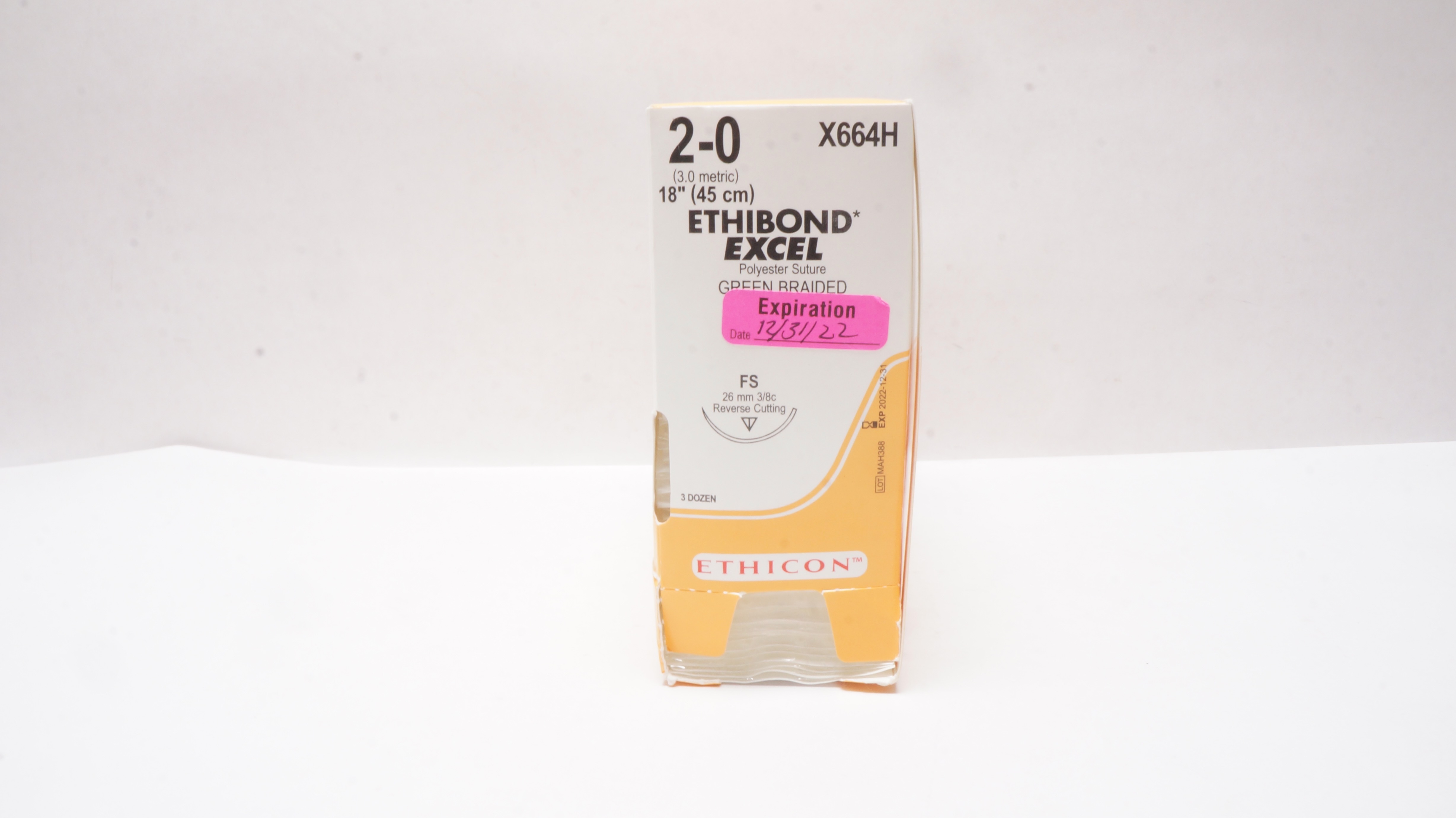 Ethicon X664H 2-0 ETHIBOND EXCEL, Green Braided 18in., FS 26mm Ndle(x)-Box of 36