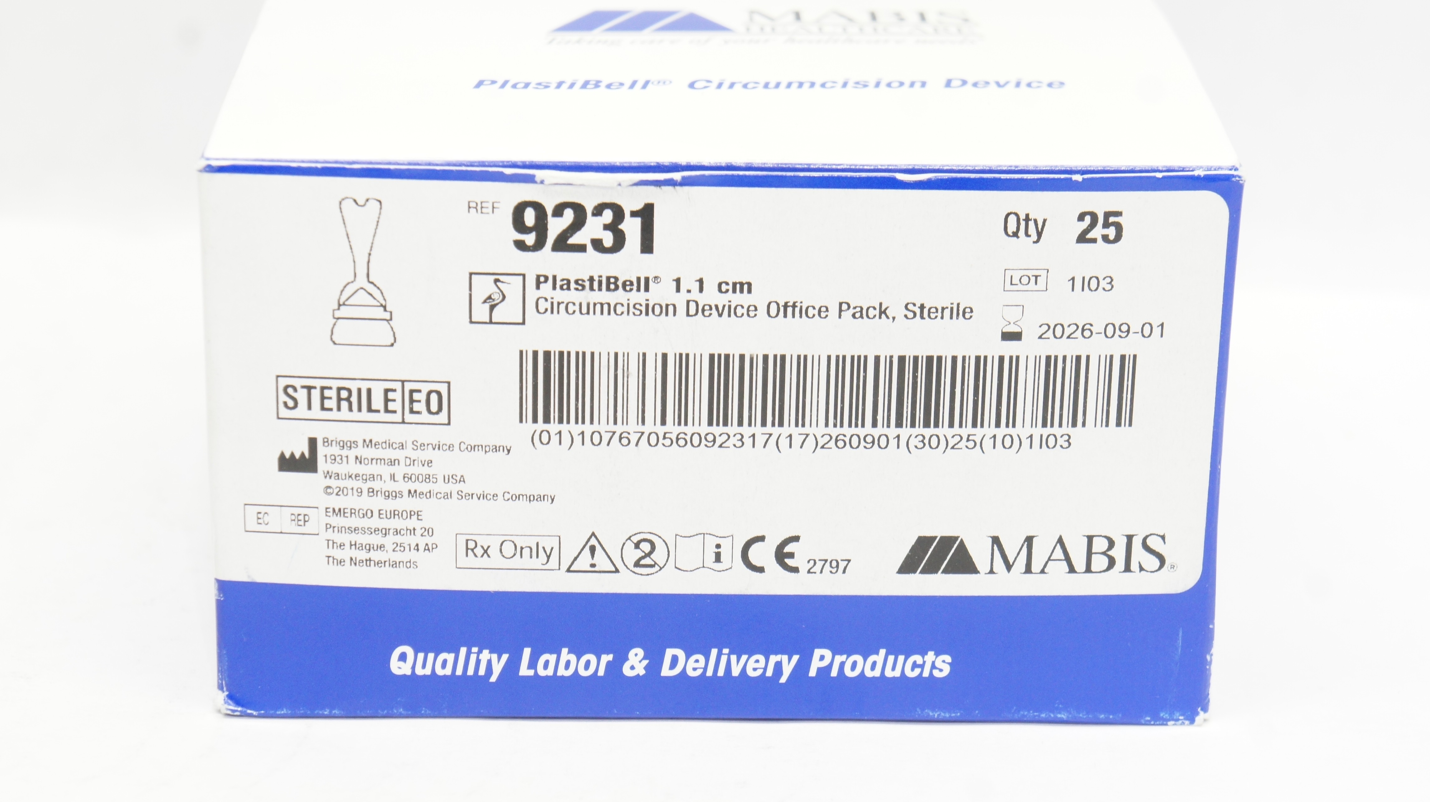 Briggs Medical 9231 MAbis PlastiBell Circumcision Device Office Pack - Box of 25