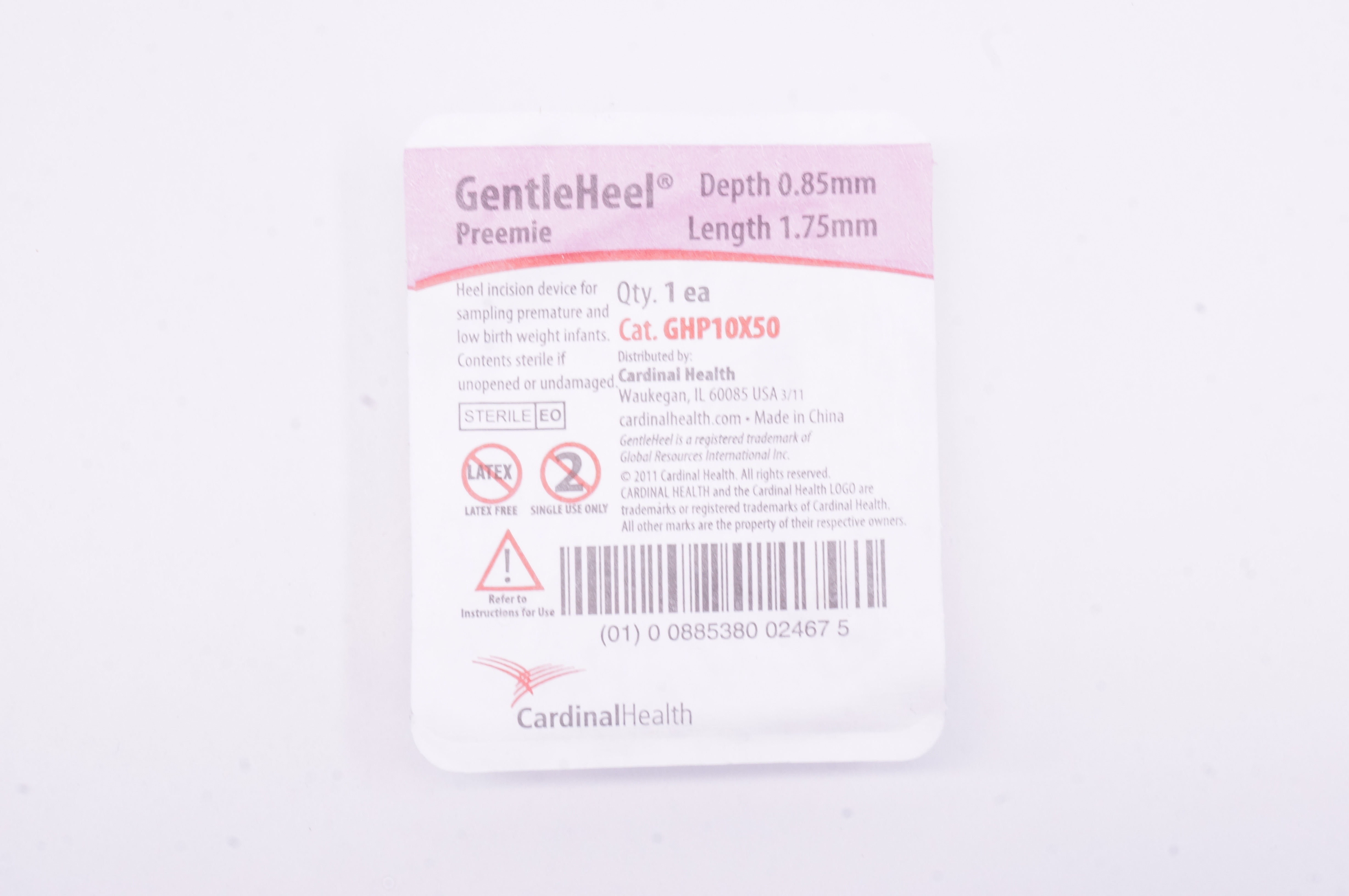 Cardinal Health GHP10X50 Gentle Heel Preemie 0.85mm x 1.75mm (x)