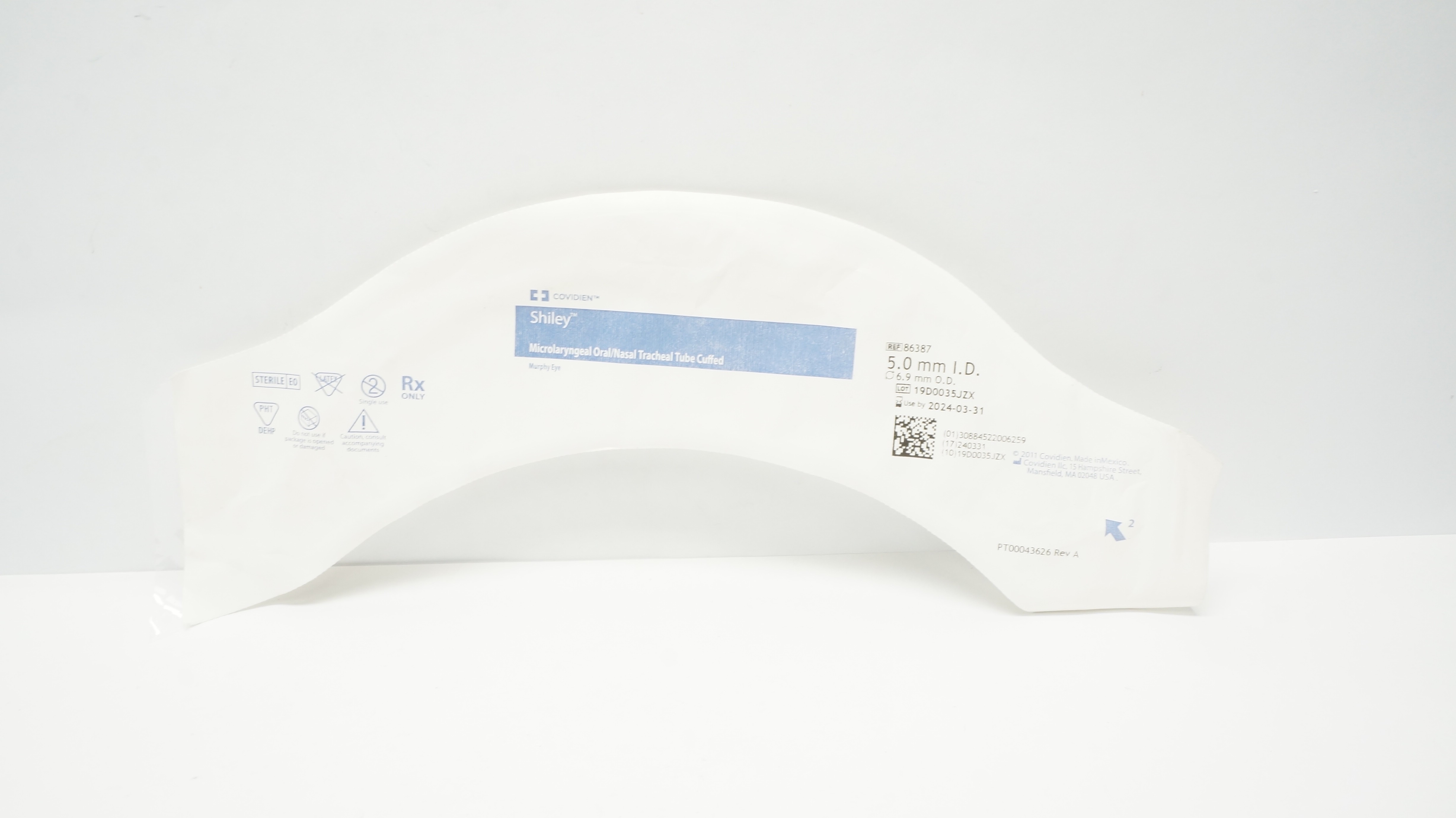 Covidien 86387 Shiley Microlaryngeal Oral/Nasal Tracheal Tube 5.0  x 6.9mm (x)
