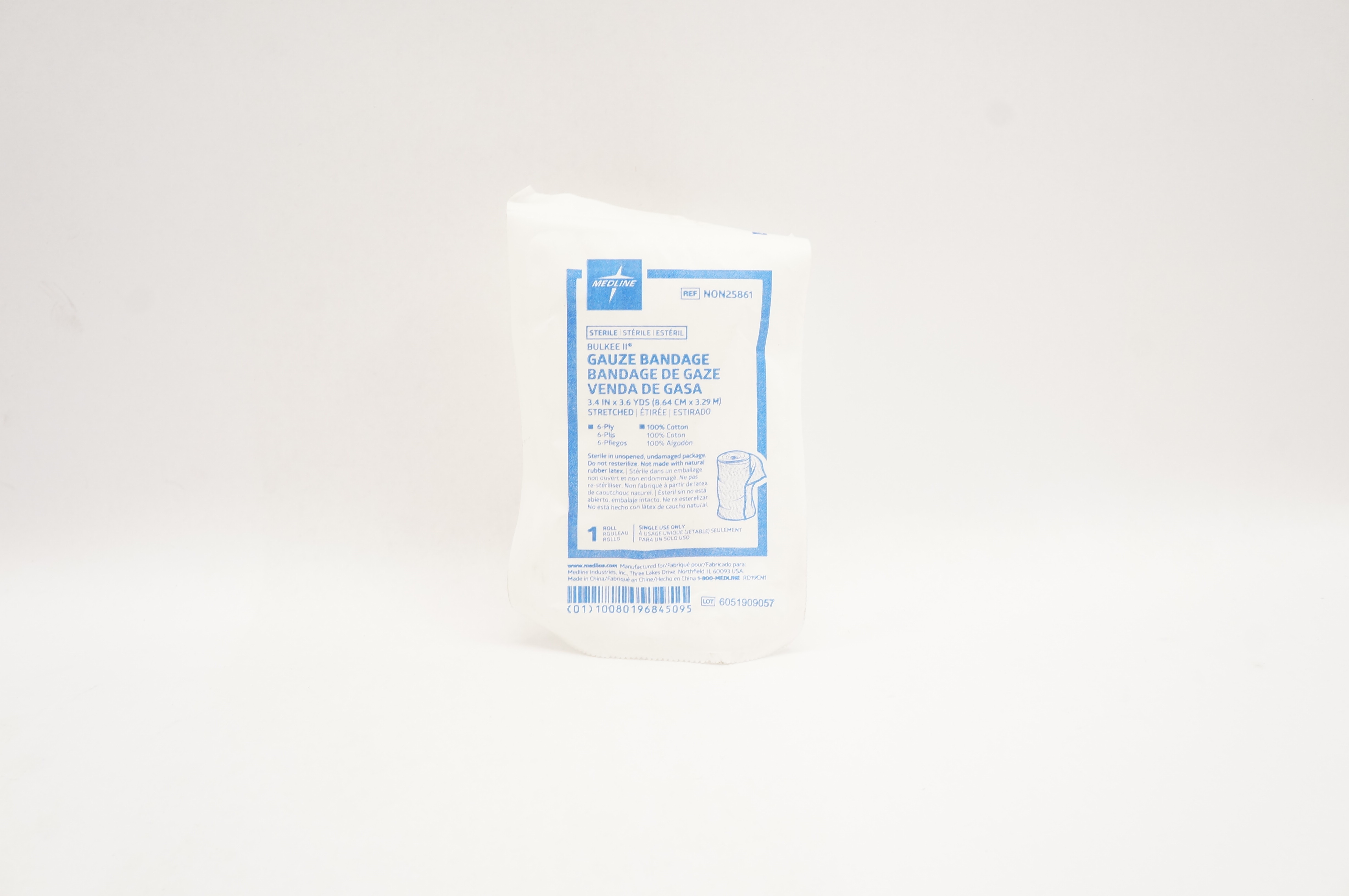 Medline NON25861 Bulkee II Gauze Bandage 6-Ply, 100% Cotton 3.4inch x 3.6yds