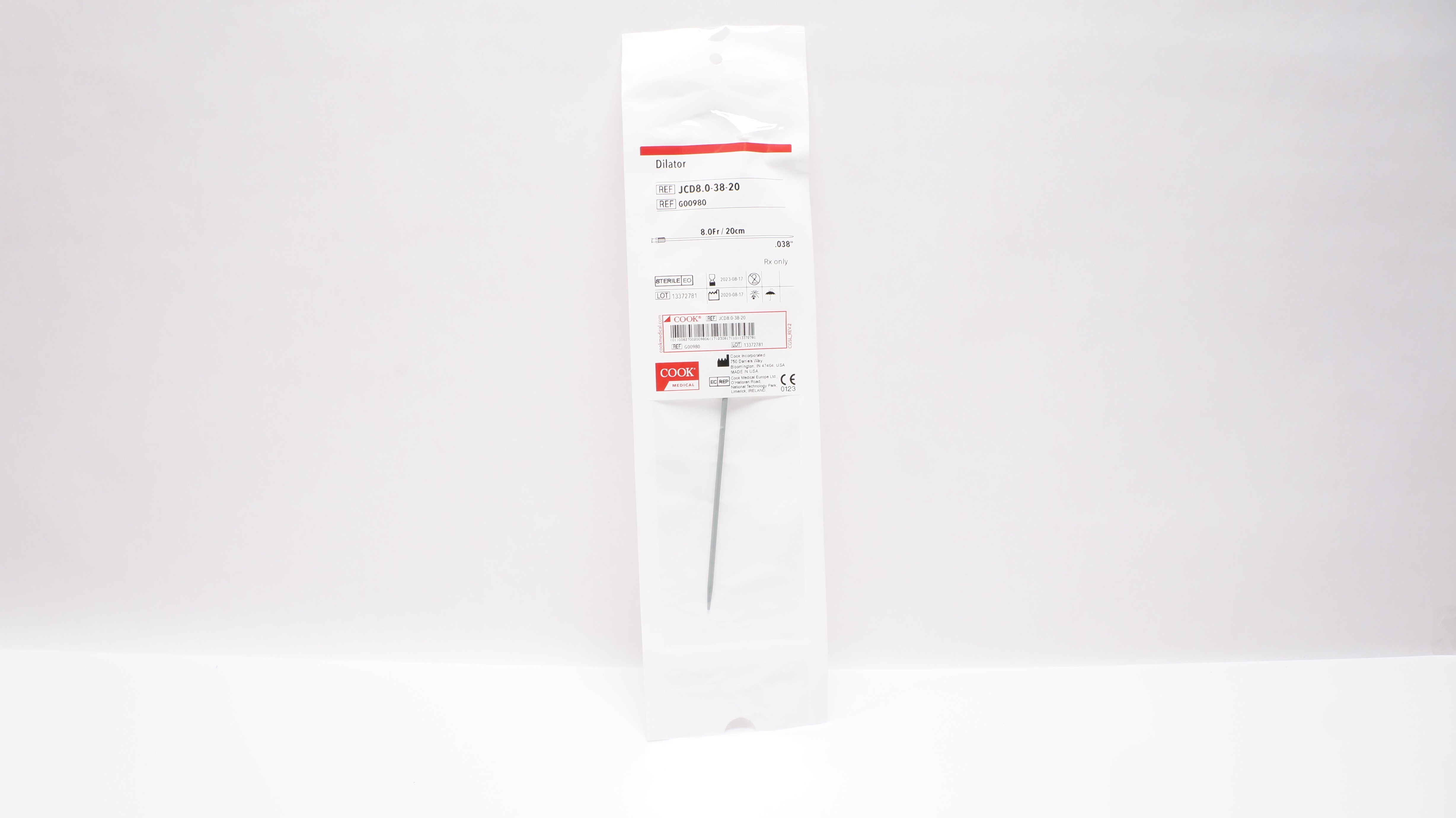 Cook Medical G00980 Dilator 8.0Fr x 20cm x .038inch (x)
