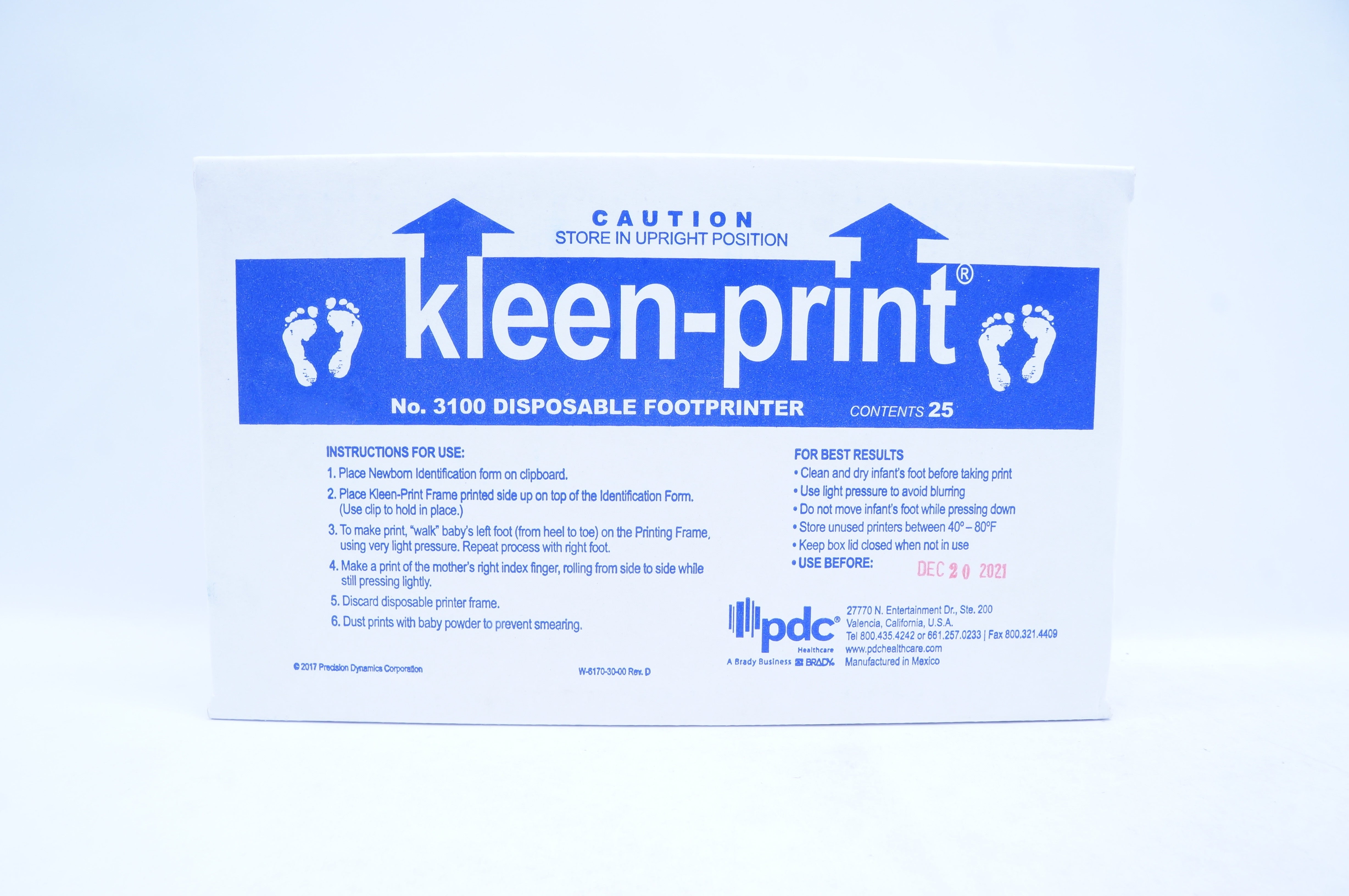 PDC 3100-00-PDE Kleen-Print Disposable Footprinter - Box of 25 (x)