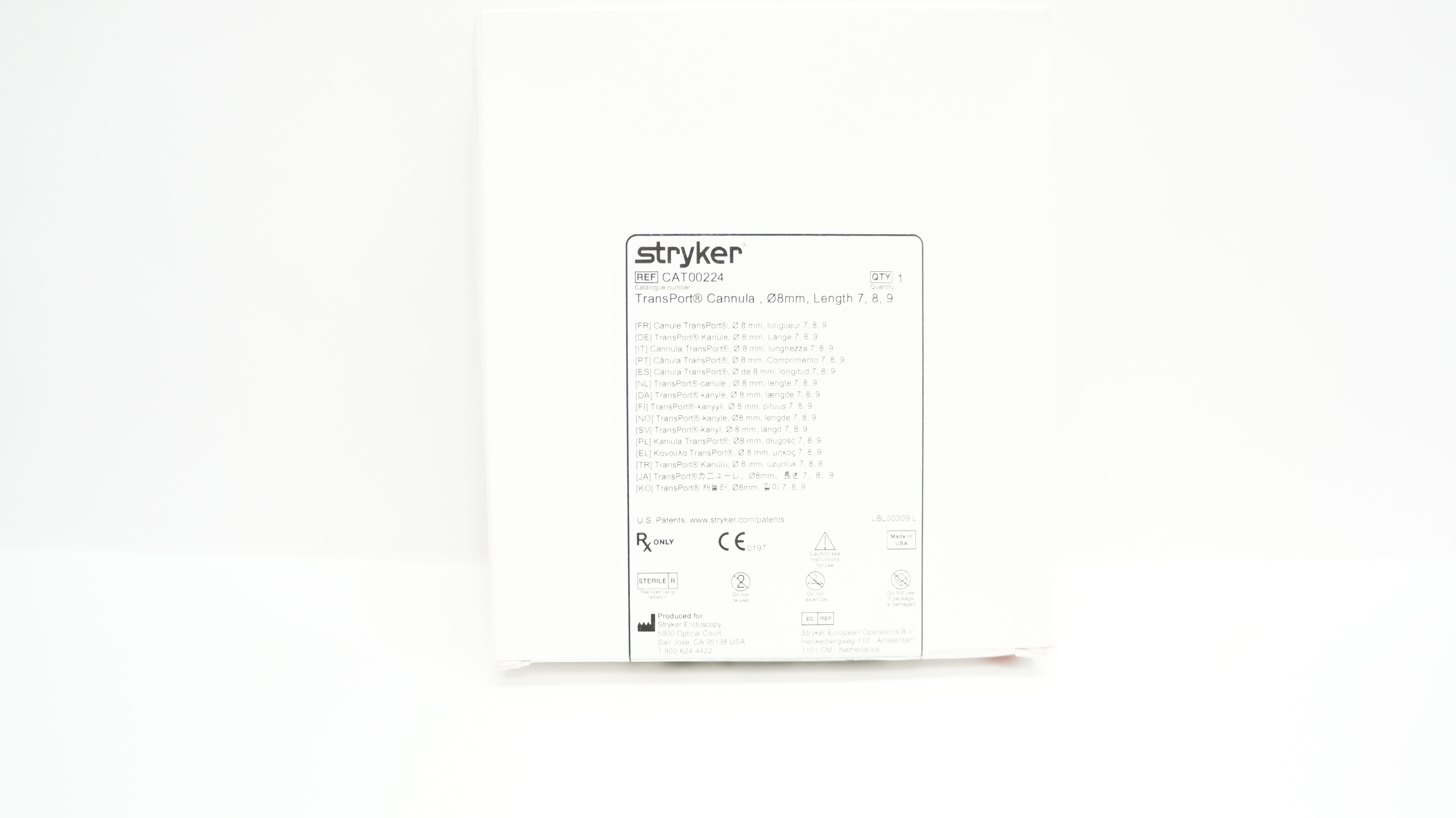 Stryker CAT00224 TransPort Cannula 8mm, Length 7, 8, 9 (x)