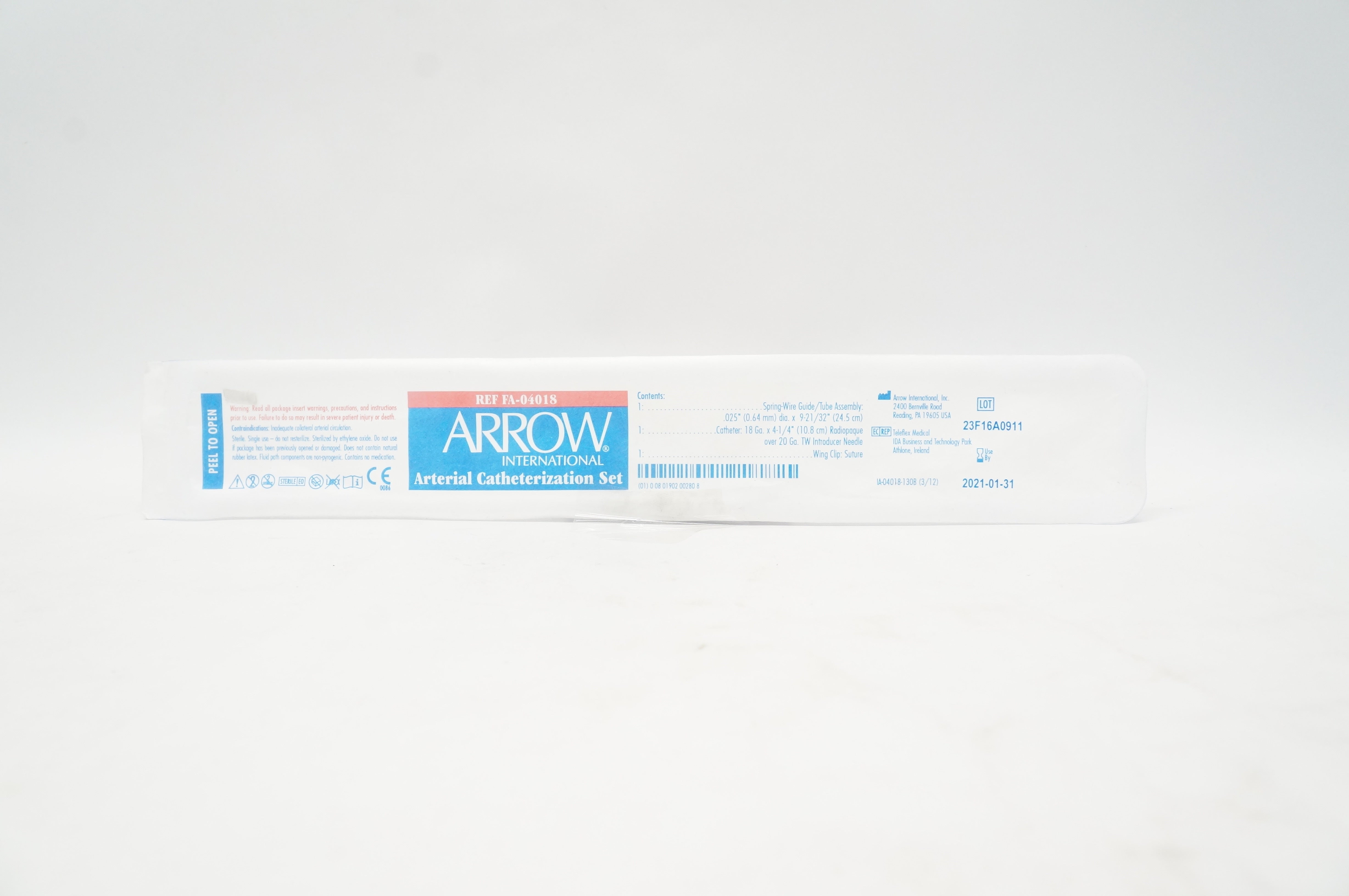 Arrow FA-04018  Arterial Catheterization Set  18Ga x 4 1/4 inch (x)