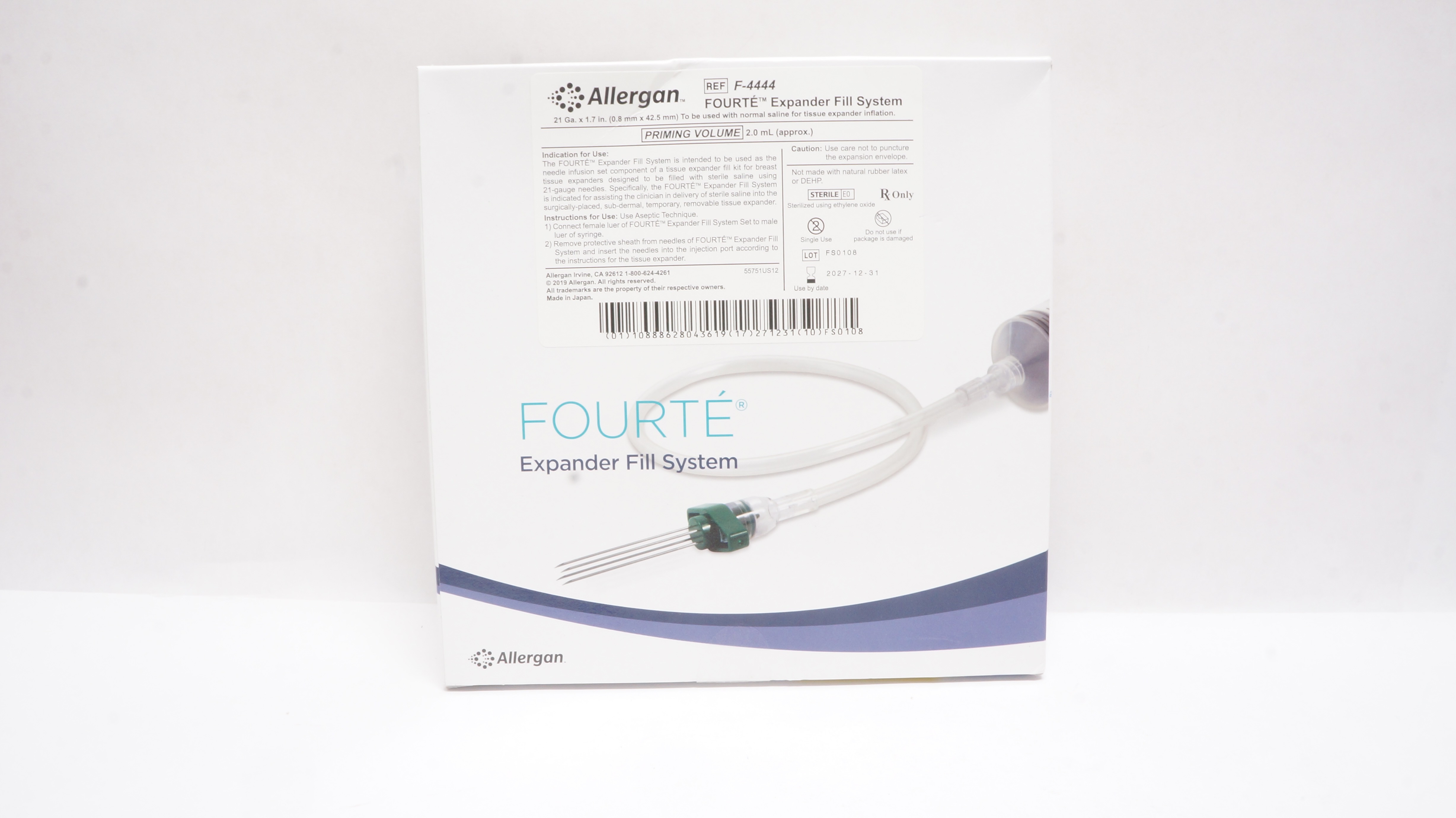 Allergan F4444 Fourte Expander Fill System 21 Ga x 1.7inch Priming Vol