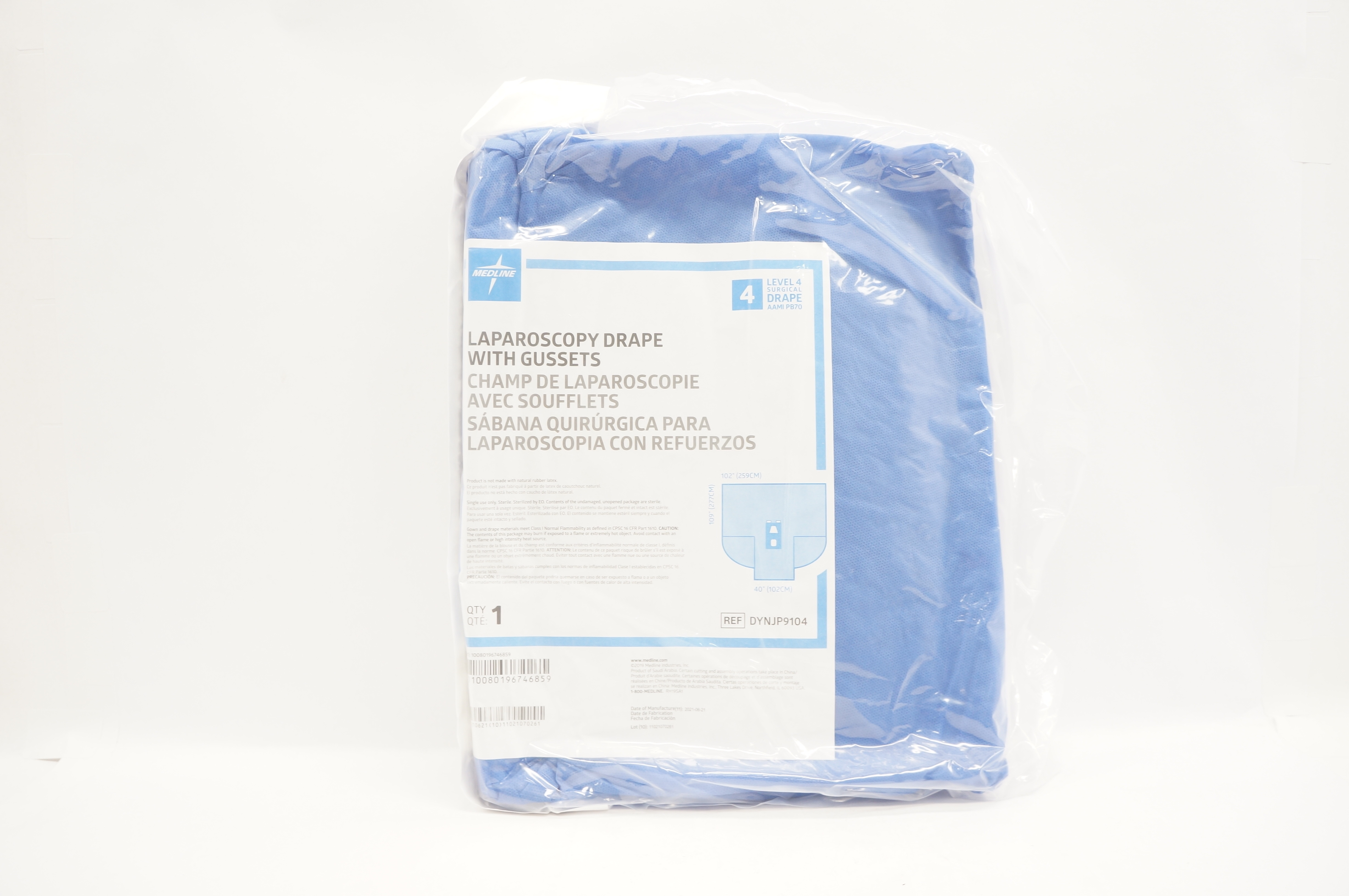 Medline DYNJP9104 Laparoscopy Drape With Gussets 102 x 109 x 40inch