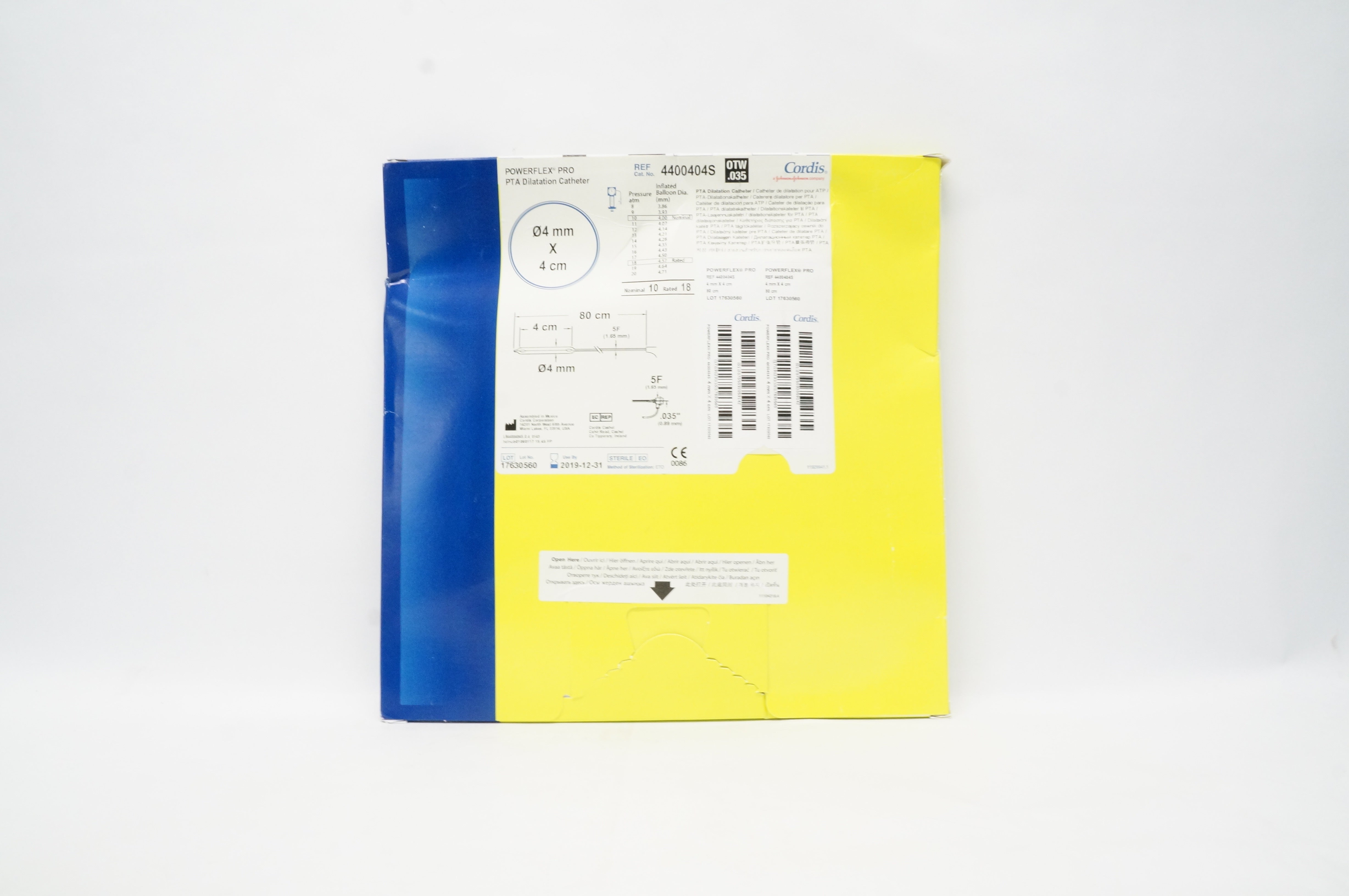 Cordis 4400404S PTA Dilatation Catheter  5F 4mm x 4 cm (x)