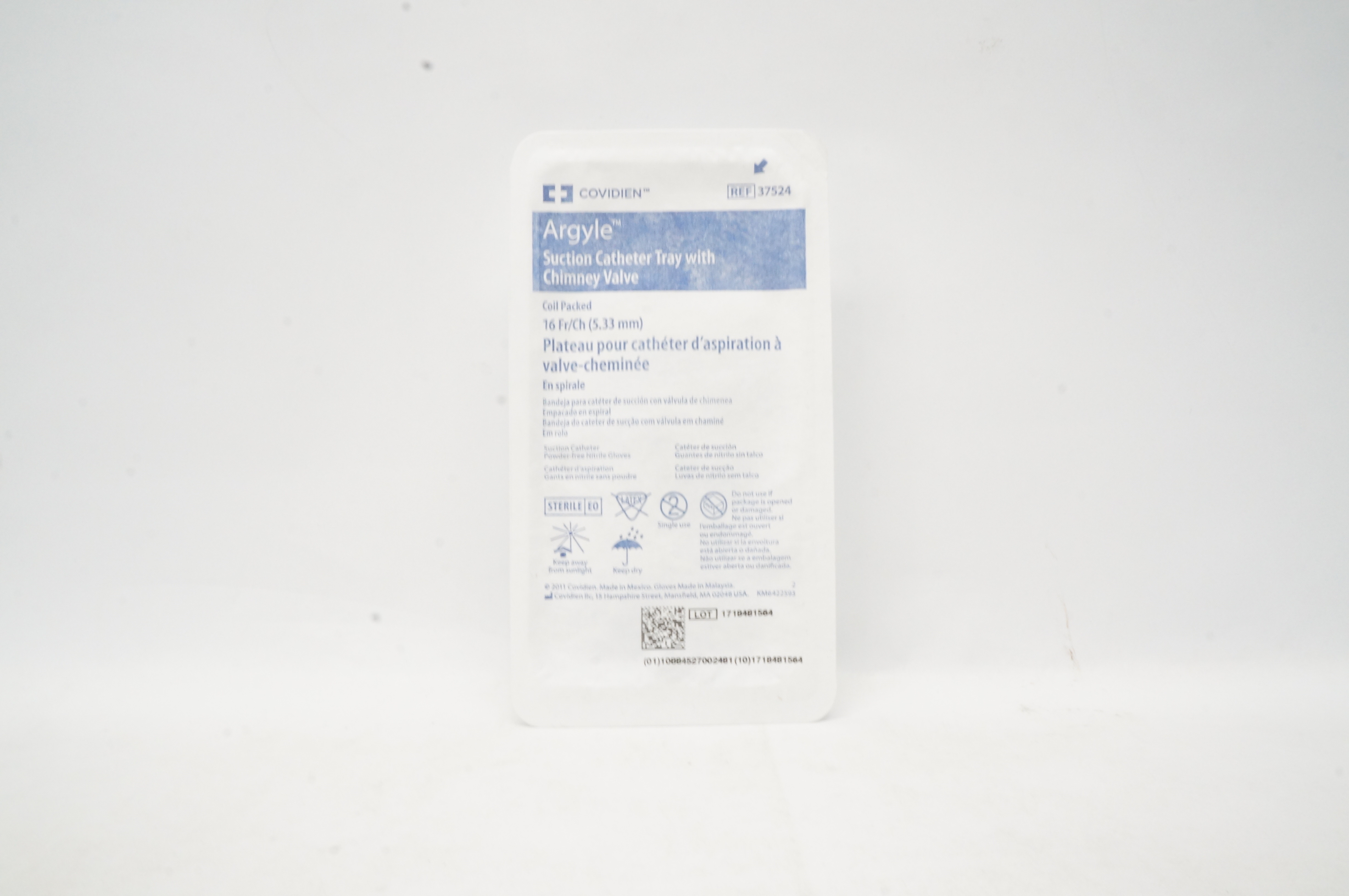 Covidien 37524 Argyle Suction Cath. Tray With Chimney Valve Coil Packed ...