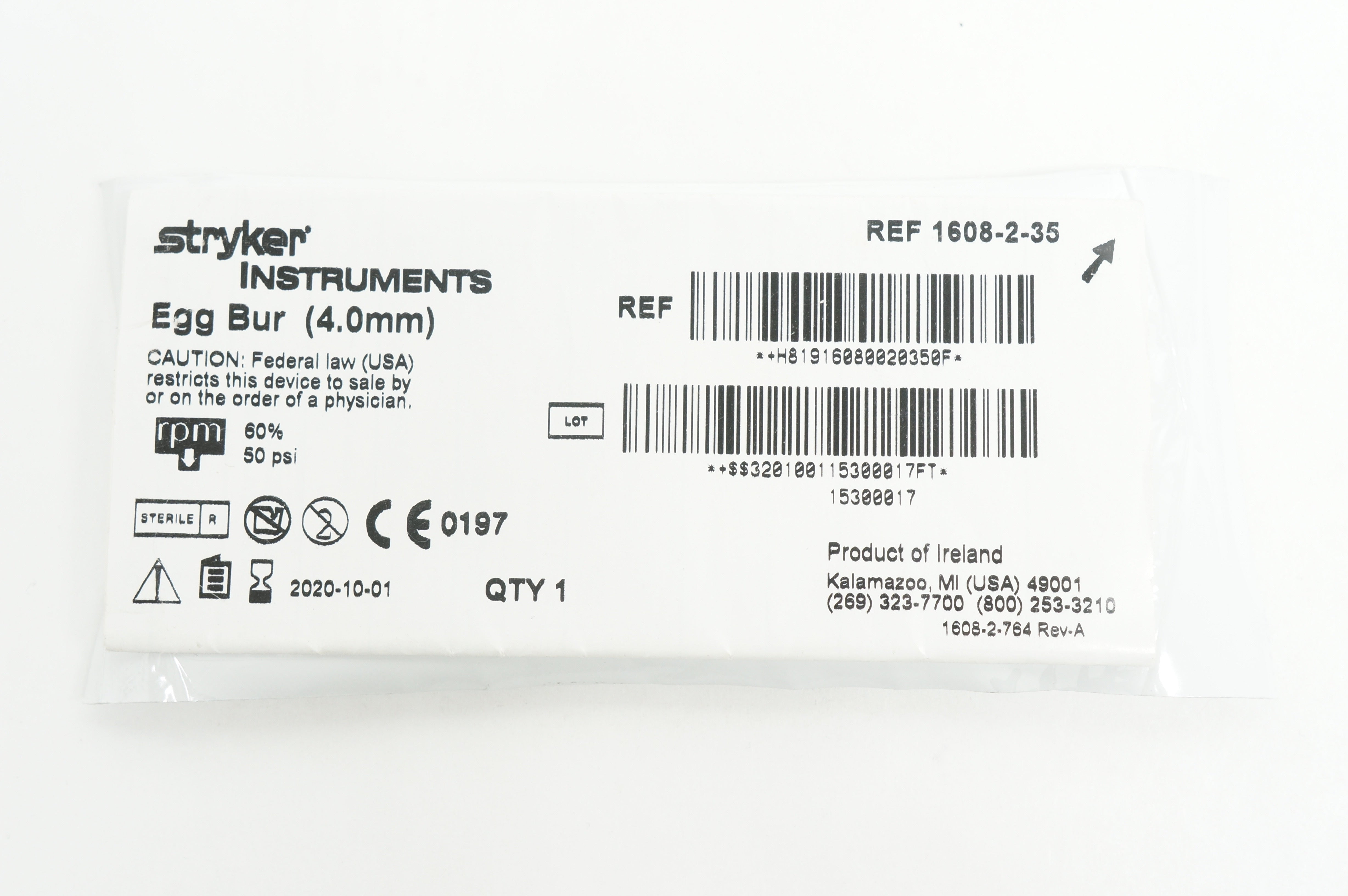 Stryker 1608-2-35 Egg B u r 4.0 mm (x)