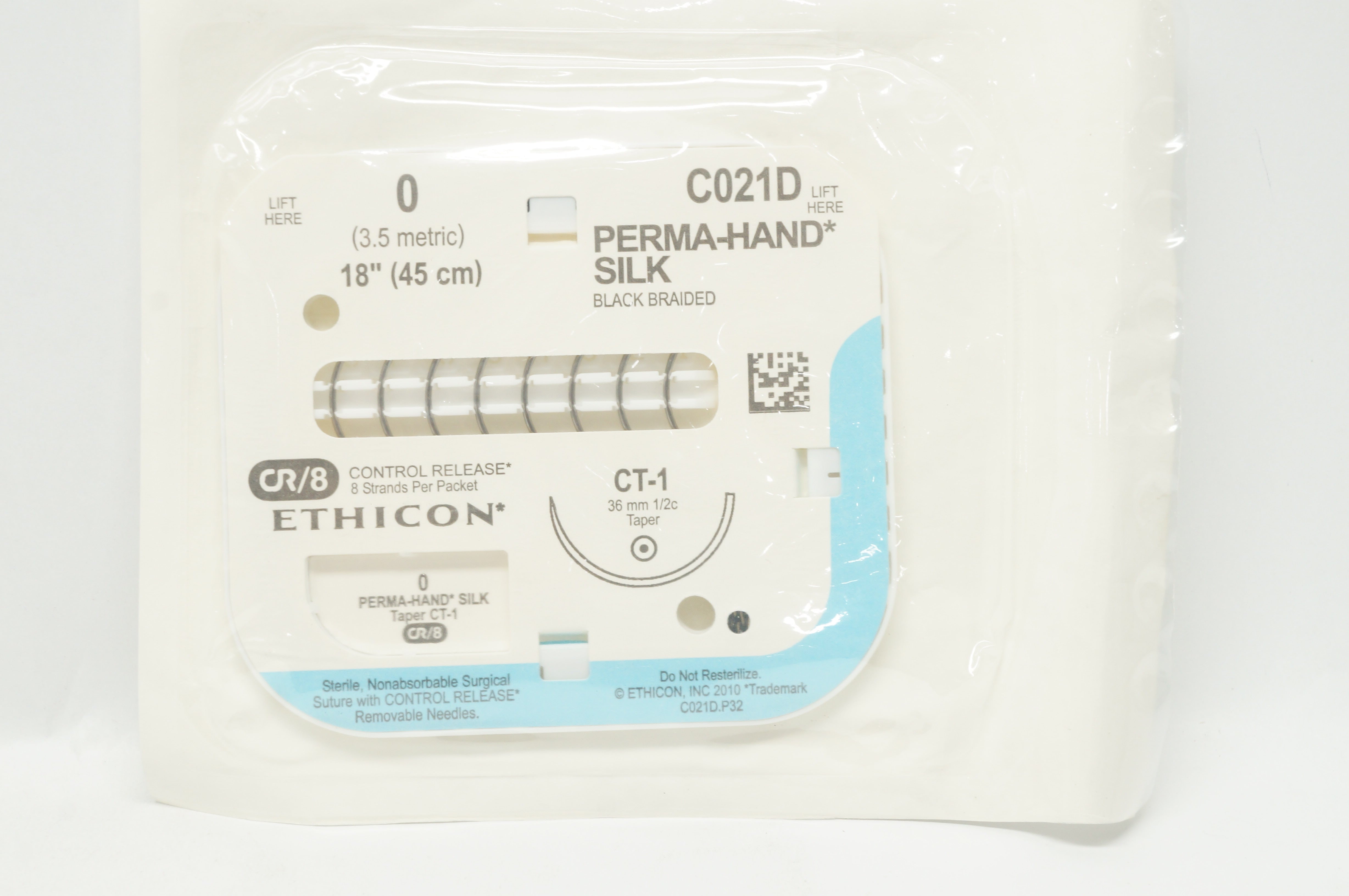 C013d Ethicon C021D 0 PERMA-HAND SILK CT-1 36mm 1/2c Taper Black Braided ...